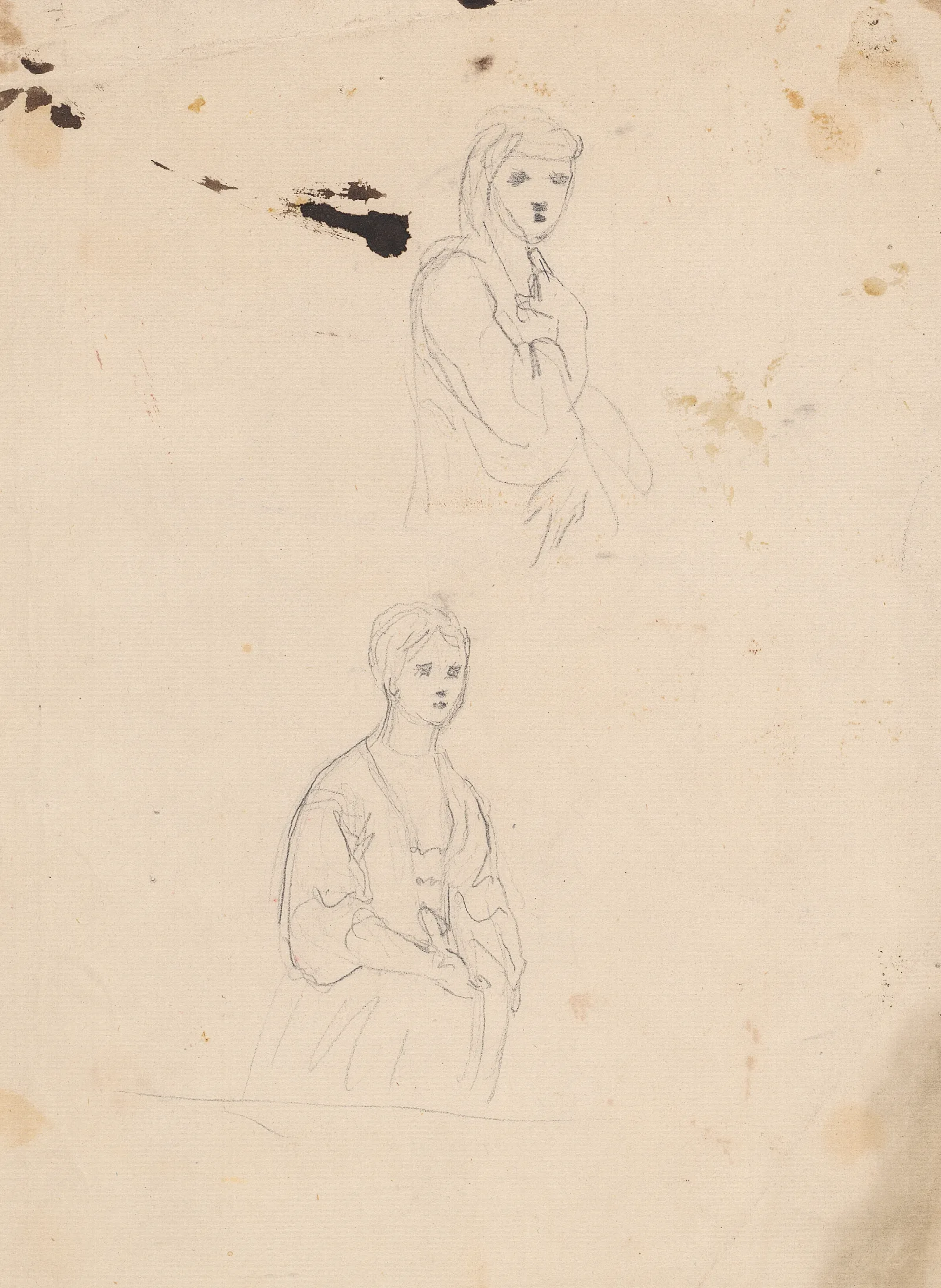 Two Sketches Of Woman Wall Art by Sir Joshua Reynolds - Canvas Print