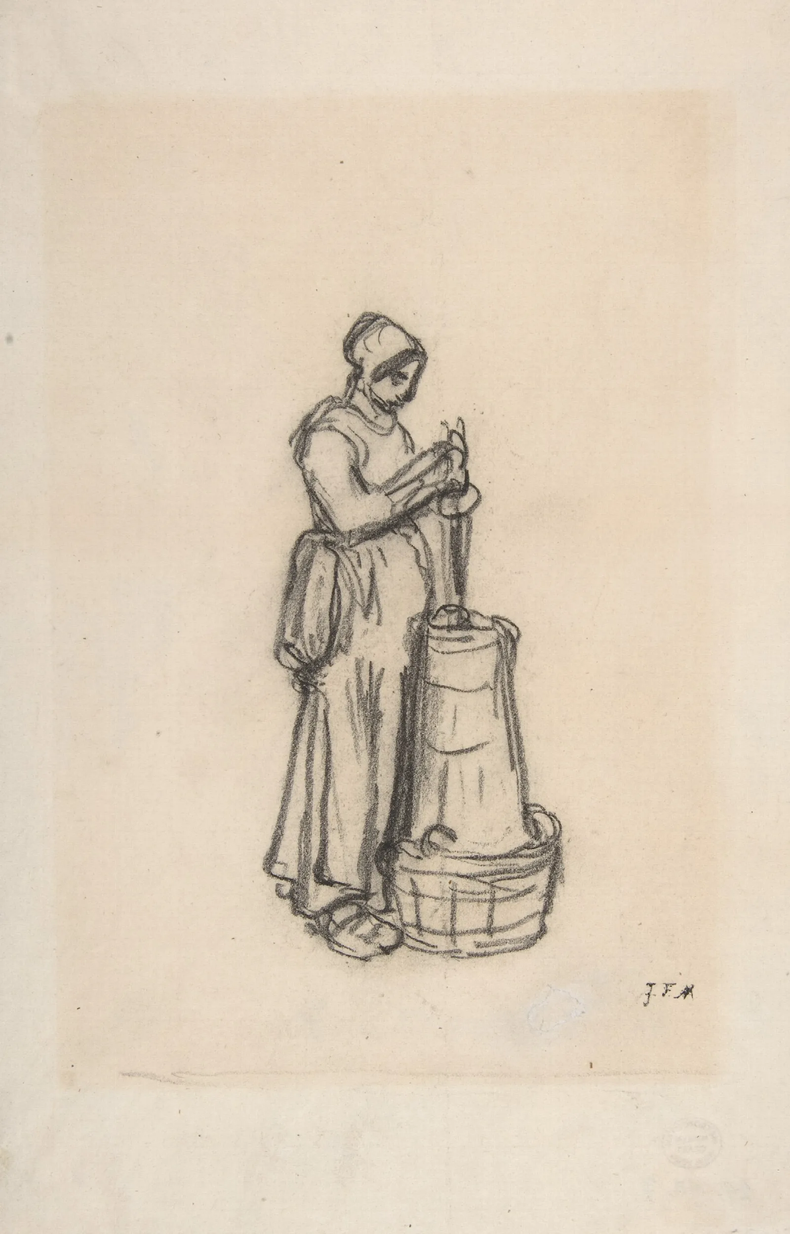 Woman With A Churn Wall Art by Jean-François Millet - Canvas Print