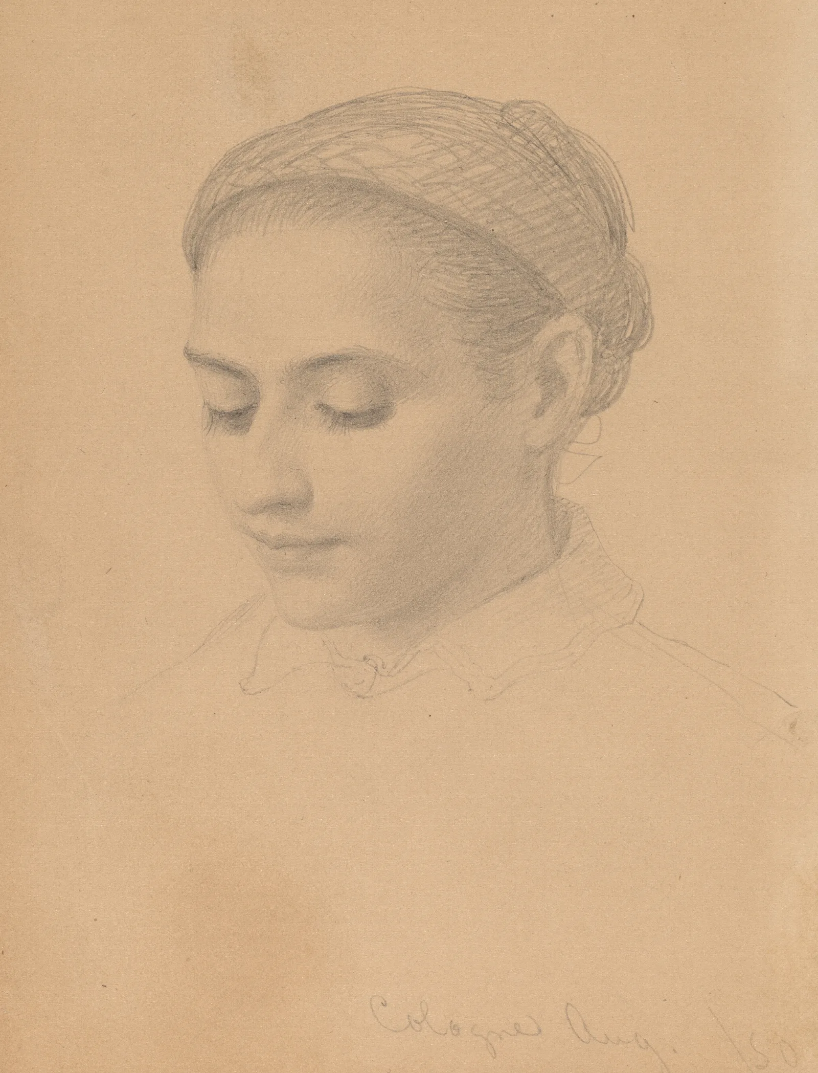 Head Of A Young Woman 2 Wall Art by Eastman Johnson - Canvas Print