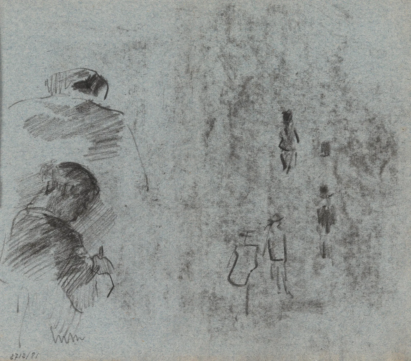 Silhouettes And Two Figures Seen From The Back Wall Art by James Ensor - Canvas Print