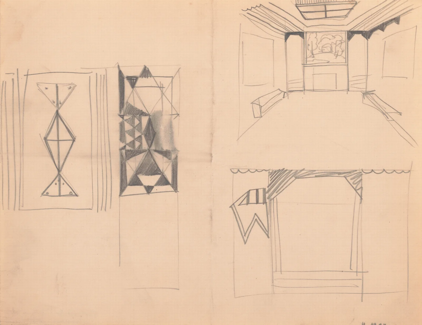 Designs For Shellball Apartments 8300 Talbot St At Lefferts Blvd Kew Gardens New York Ny Design For Main Lobby Wall Art by Winold Reiss - Canvas Print