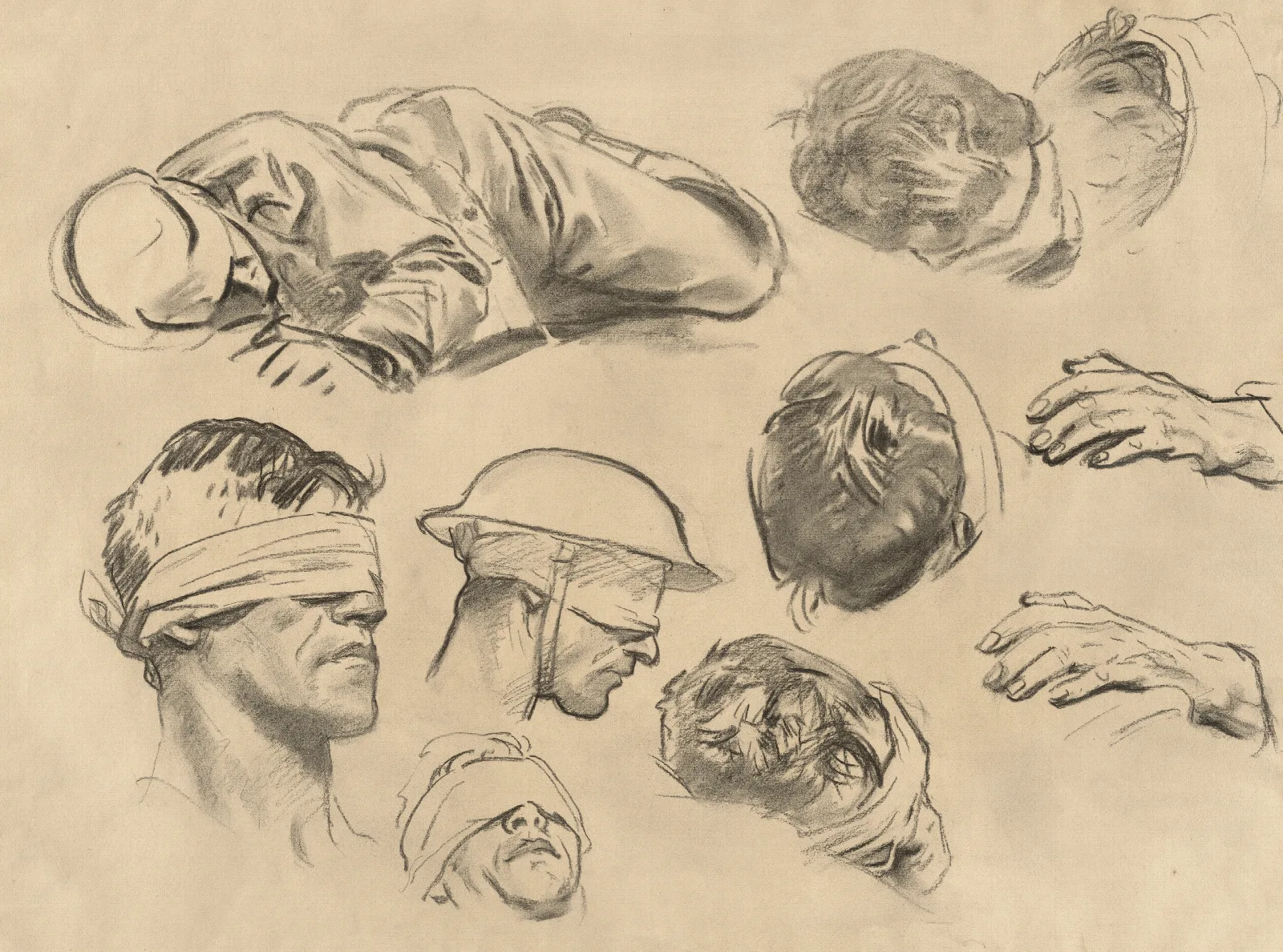 Studies For Gassed V Wall Art by John Singer Sargent - Canvas Print