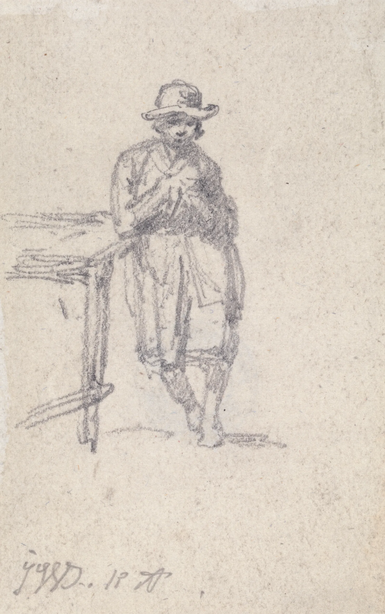A Boy Leaning Against A Table Wall Art by James Ward - Canvas Print