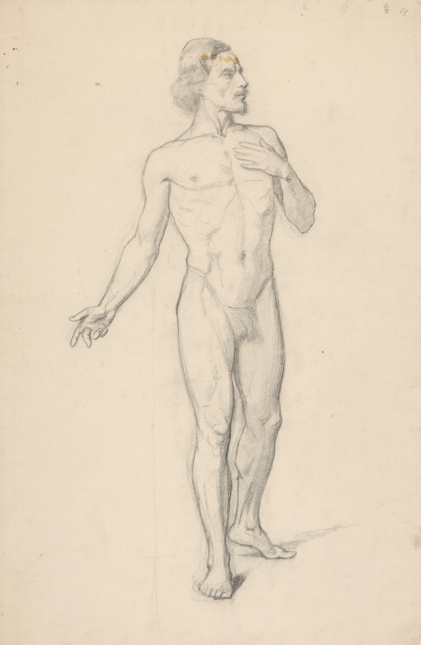 Study Of A Nude Male 6 Wall Art by Józef Simmler - Canvas Print