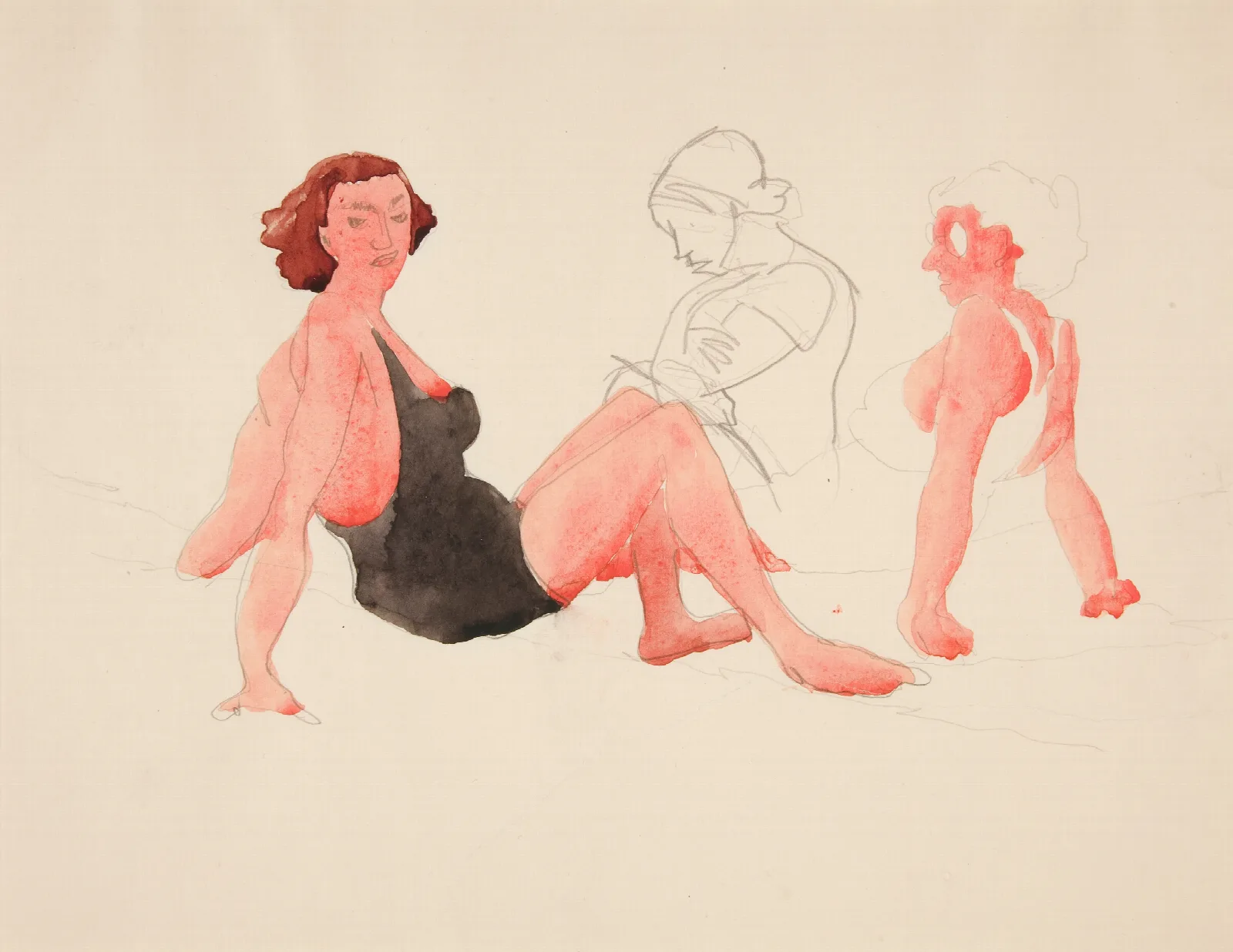 Three Women On The Beach Provincetown Wall Art by Charles Demuth - Canvas Print