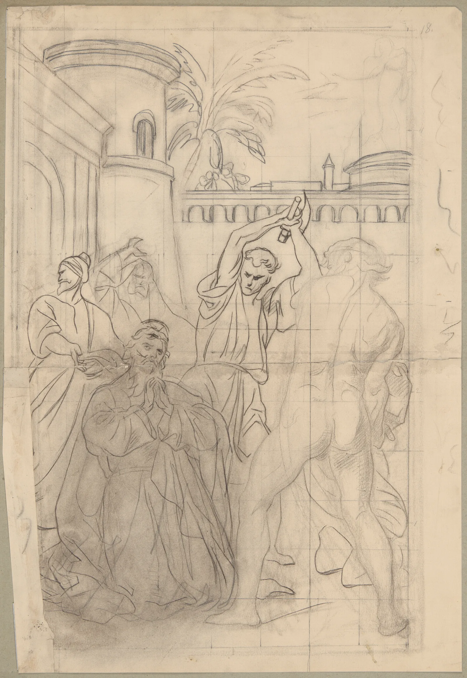 Composition Sketch To The Painting Martyrdom Of St Matthias Wall Art by Józef Simmler - Canvas Print
