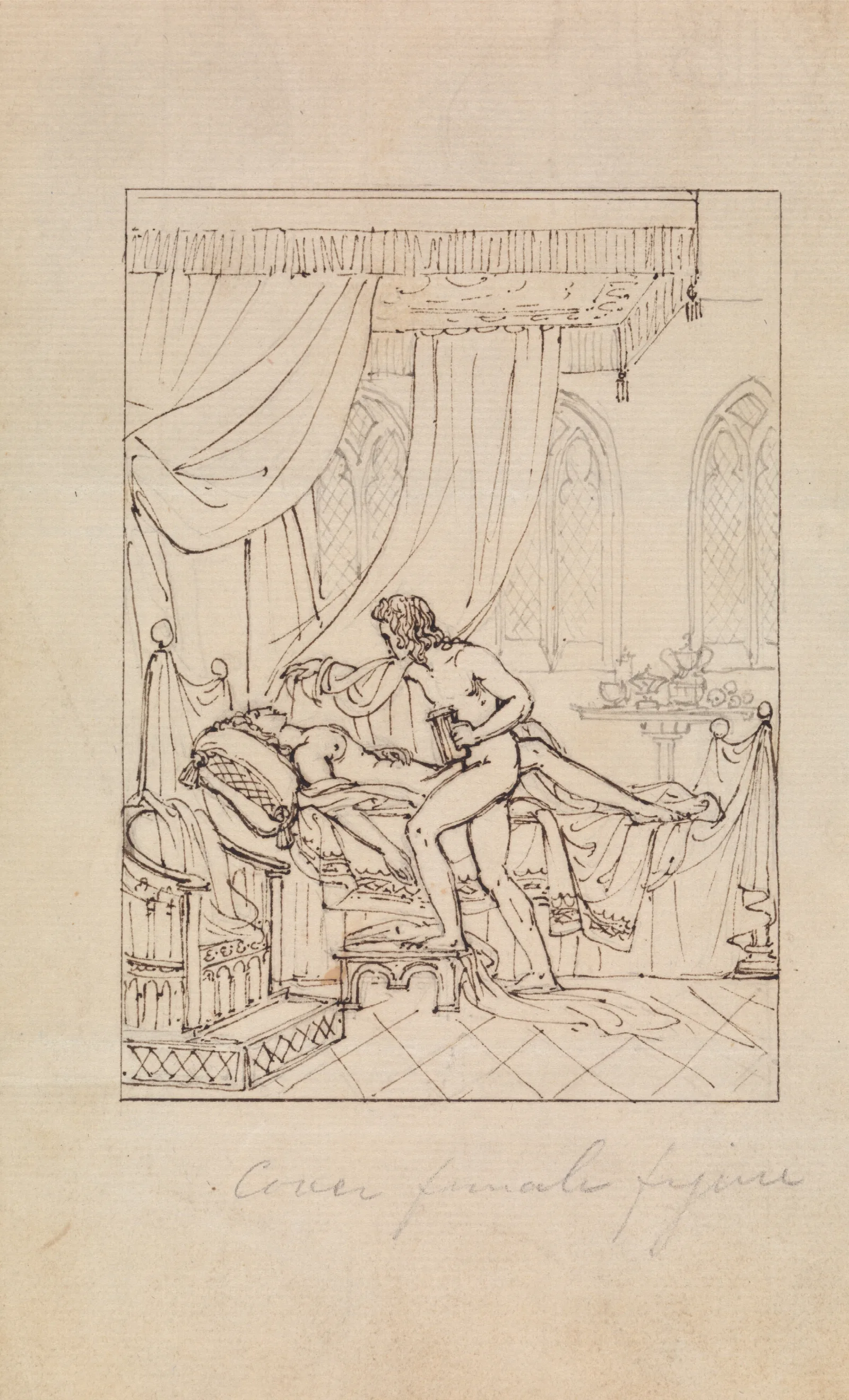 Study Of A Woman Sleeping In Her Chamber And A Man Standing Over Her Bed Wall Art by Robert Smirke - Canvas Print