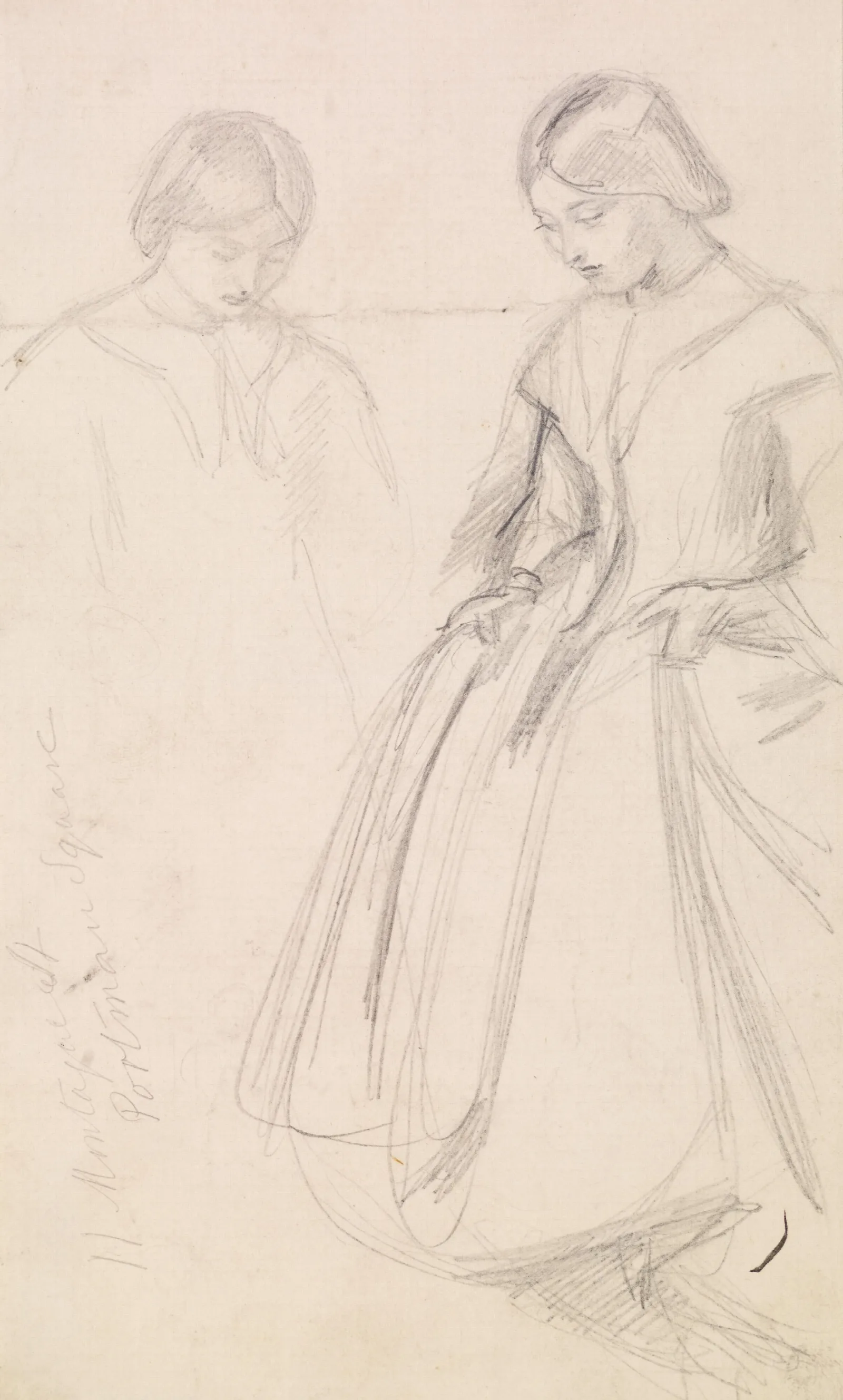 Female Sketches Of A Girl Holding Her Skirt Wall Art by Sir John Everett Millais - Canvas Print