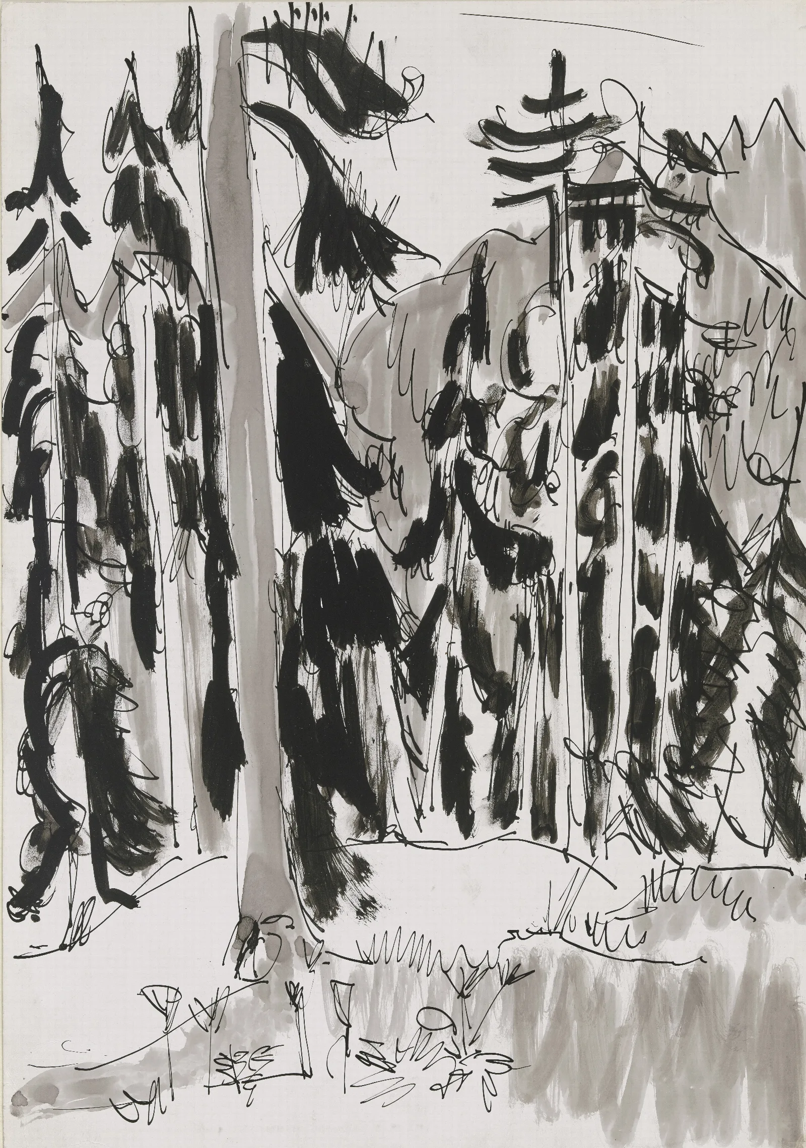 Spruces In The Mountains Wall Art by Ernst Ludwig Kirchner - Canvas Print