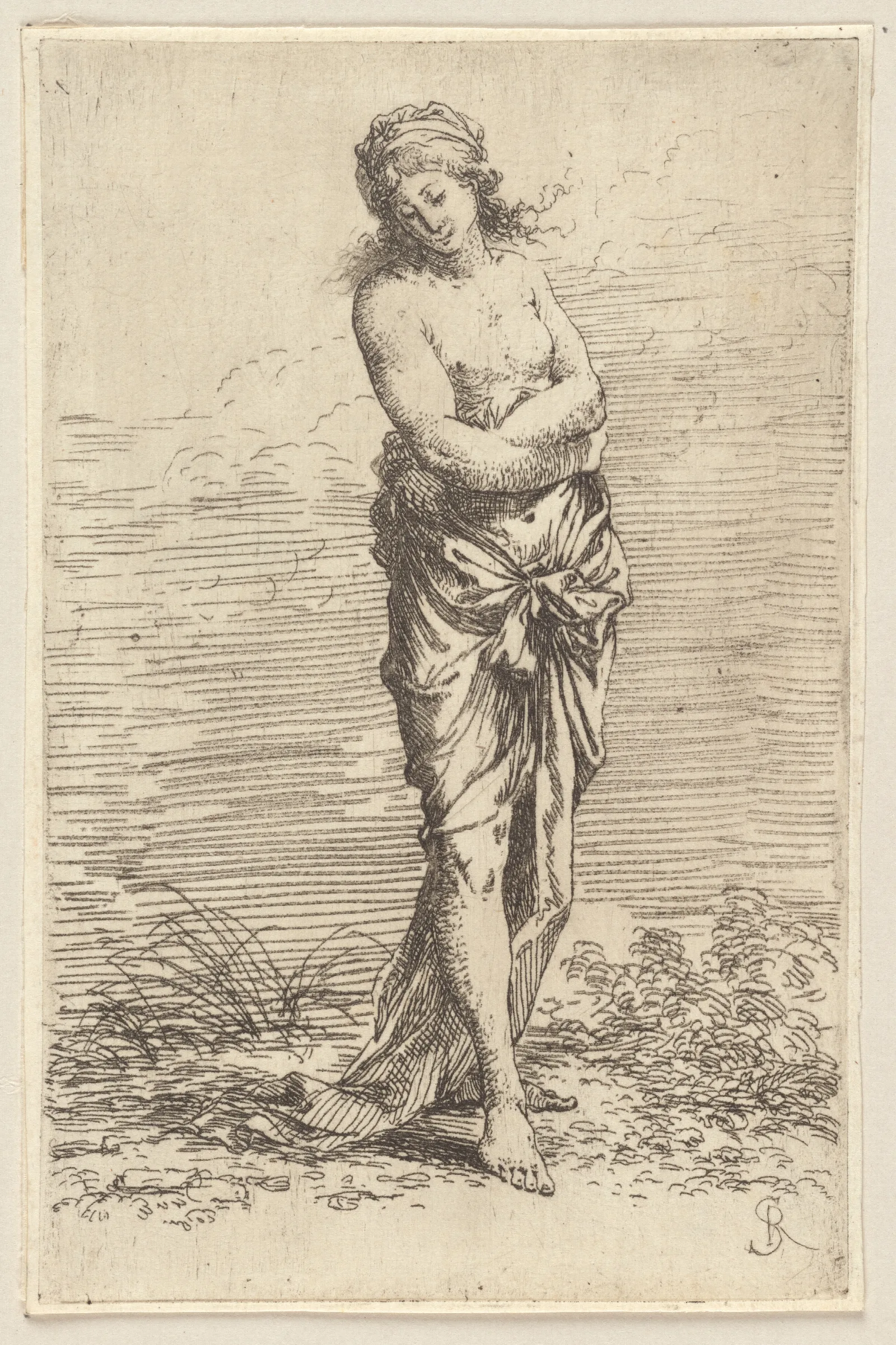 Semi Nude Walking Toward The Right Wall Art by Salvator Rosa - Canvas Print