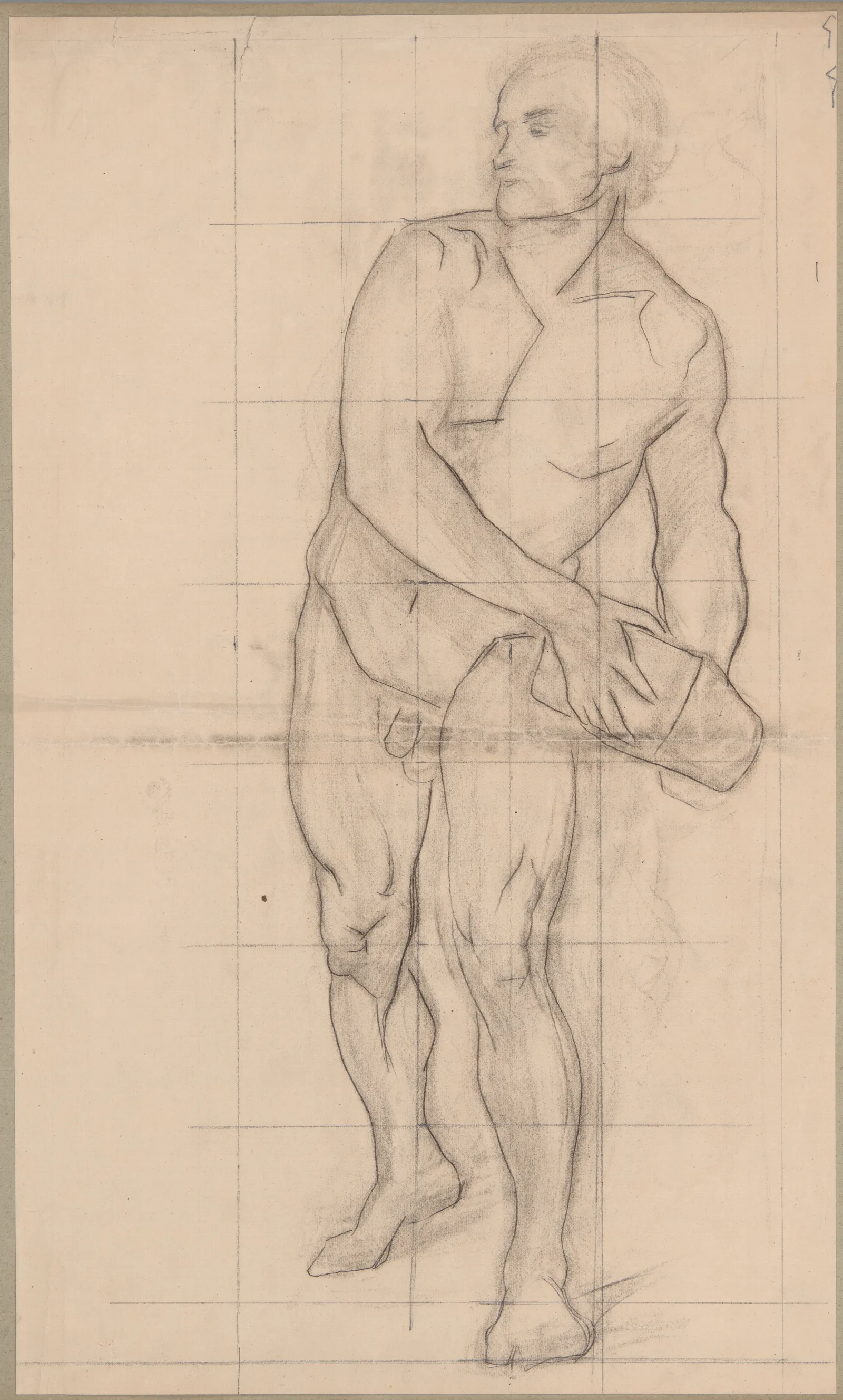 Nude Sketch To The Assailant To The Painting Martyrdom Of St Matthias Wall Art by Józef Simmler - Canvas Print