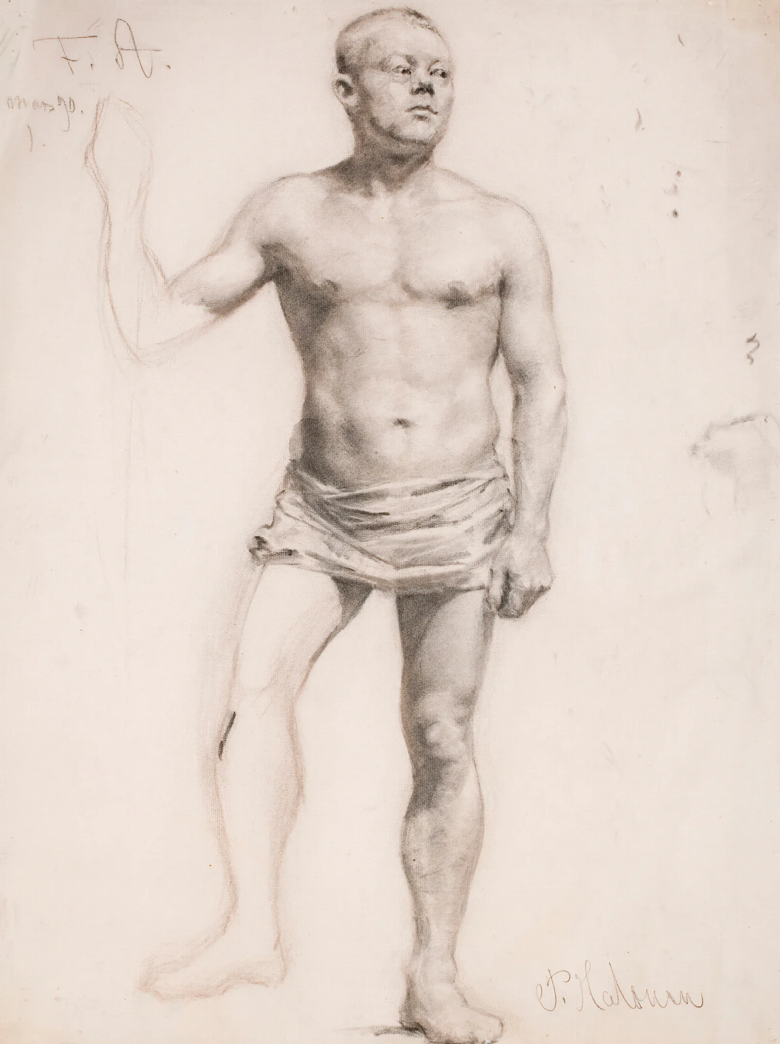 Nude Male Model Wall Art by Pekka Halonen - Canvas Print