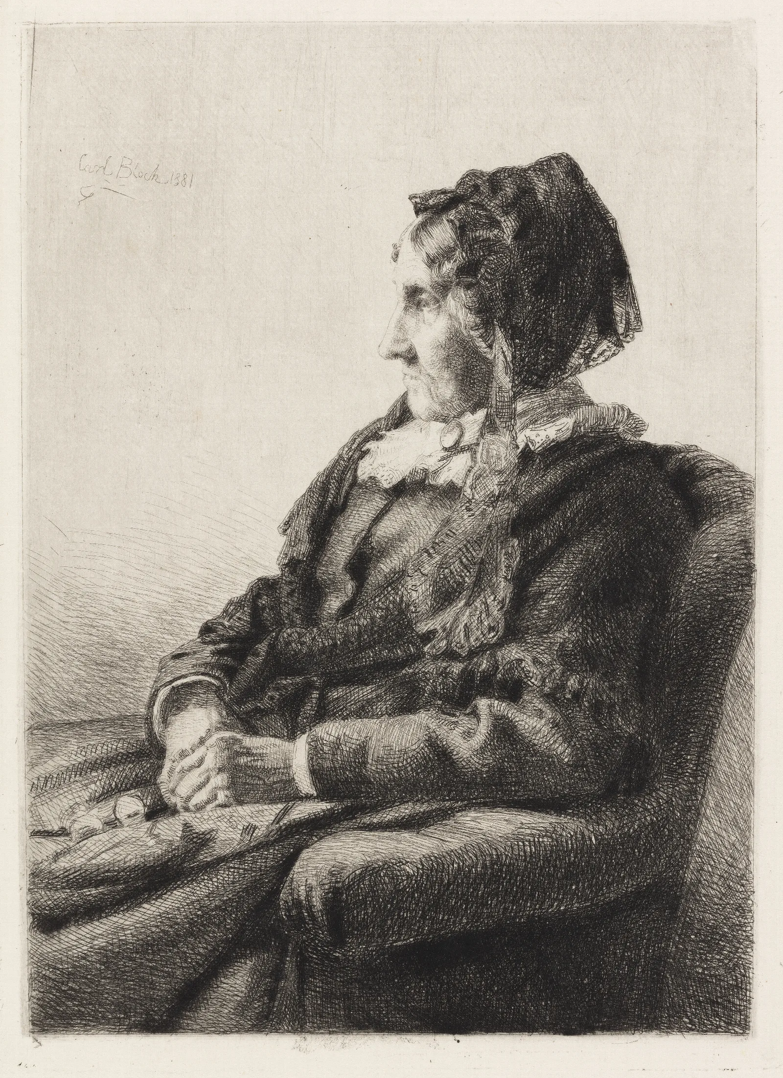 Portrait Of The Artists Mother Mrs Ida Emilie Ulrikke Henriette Bloch Nee Weitzmann Wall Art by Carl Bloch - Canvas Print