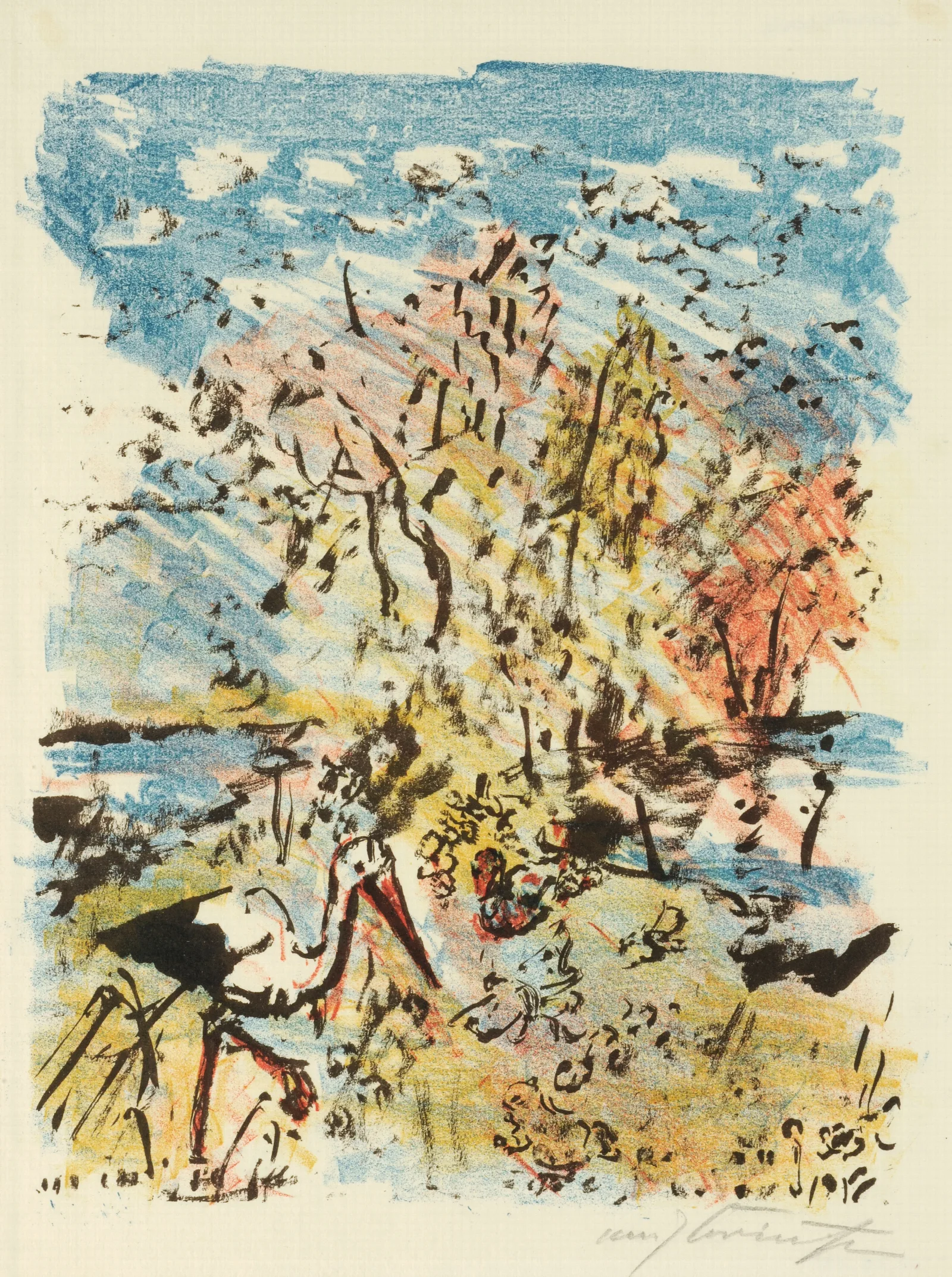 Wiese Mit Storch Und Frosch Wall Art by Lovis Corinth - Canvas Print