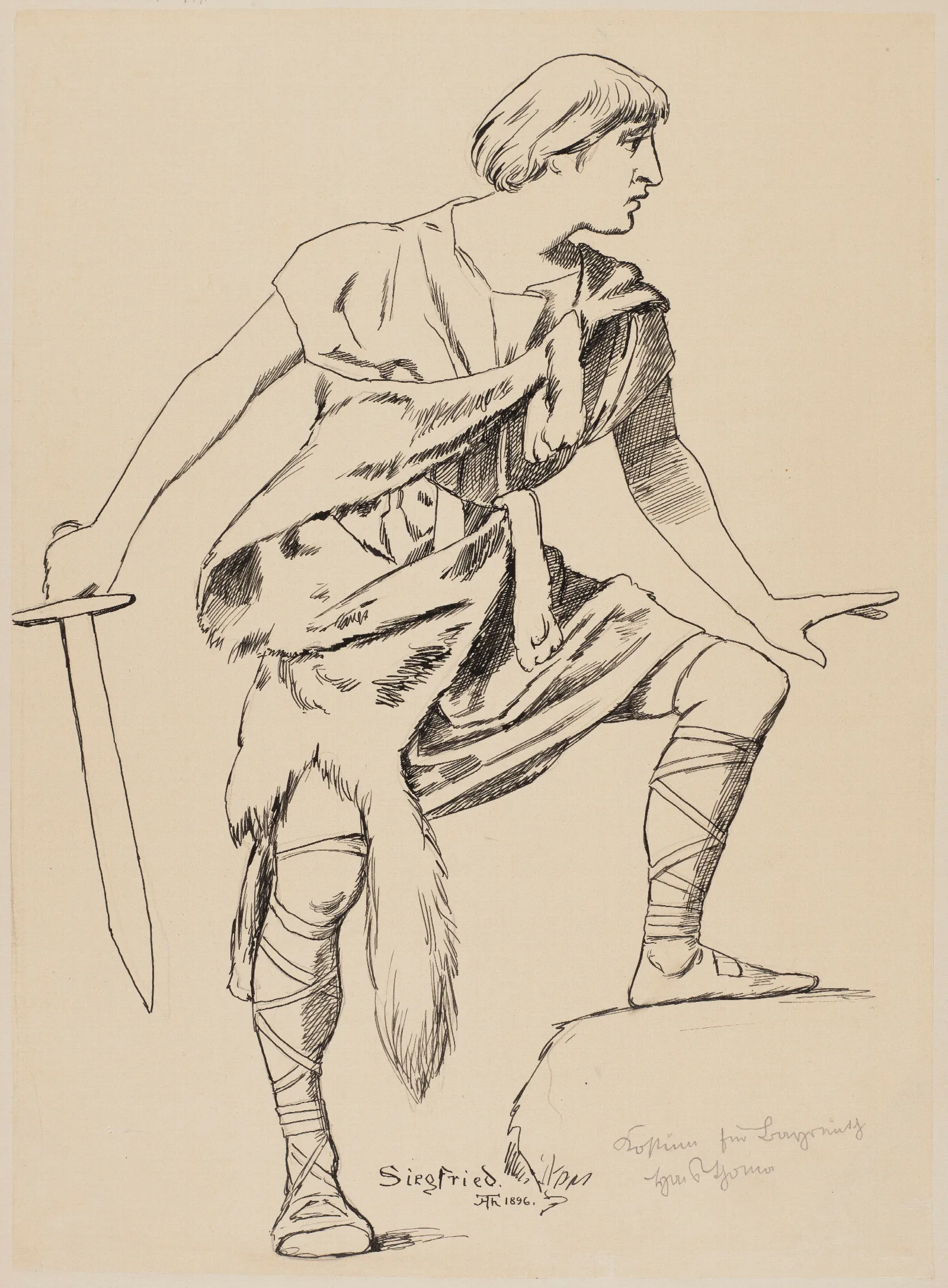 Costume Design For Siegfried 4 Wall Art by Hans Thoma - Canvas Print