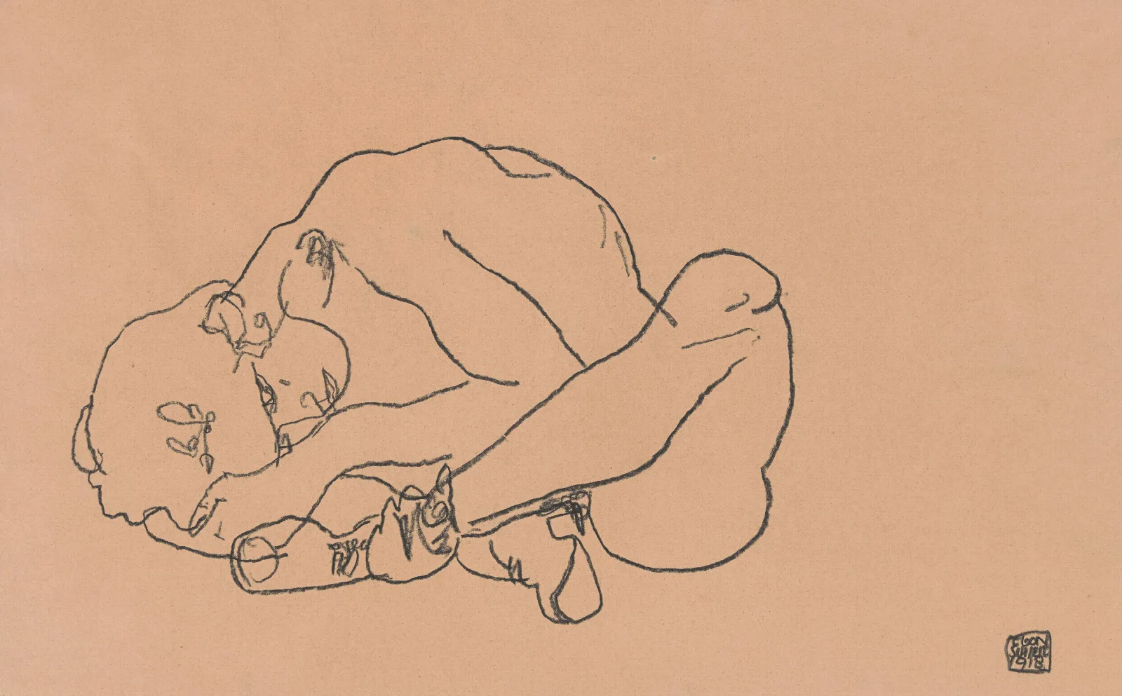 Squatting Woman 2 Wall Art by Egon Schiele - Canvas Print