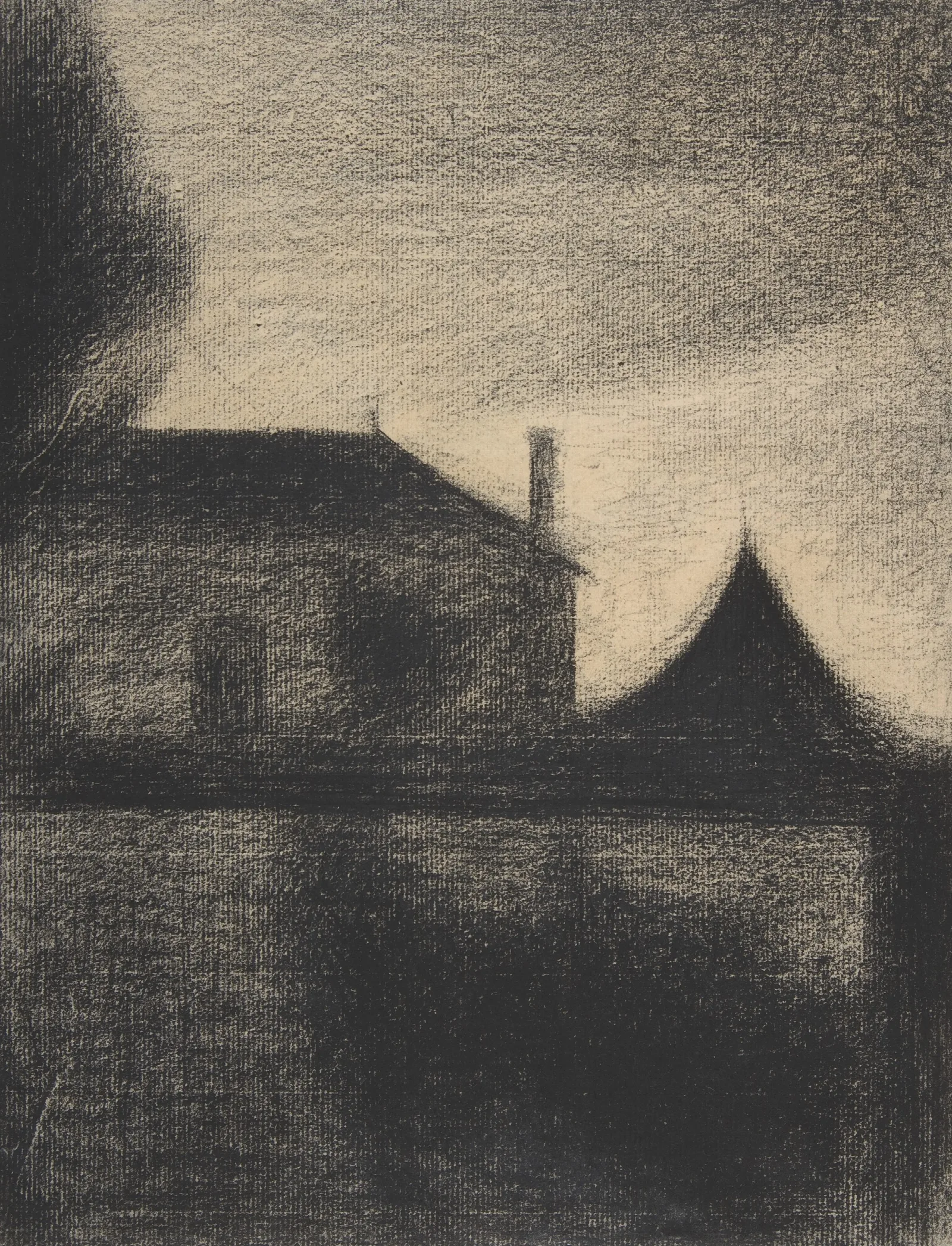 House At Dusk La Cite Wall Art by Georges Seurat - Canvas Print