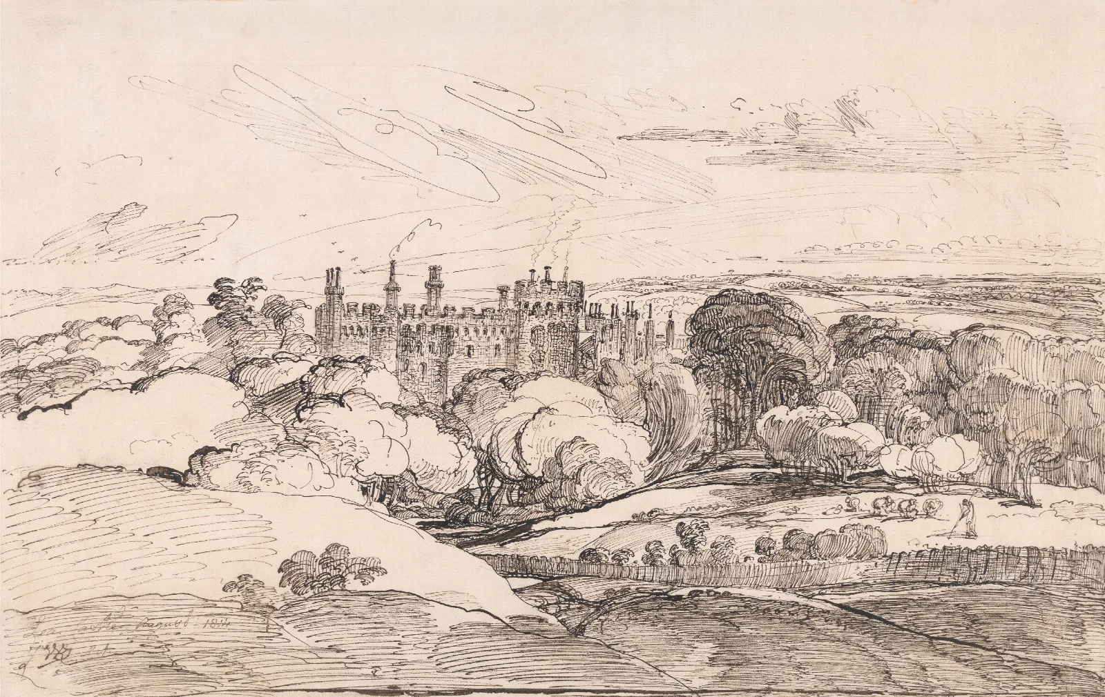 Lea Castle From Above The Woods Wall Art by James Ward - Canvas Print