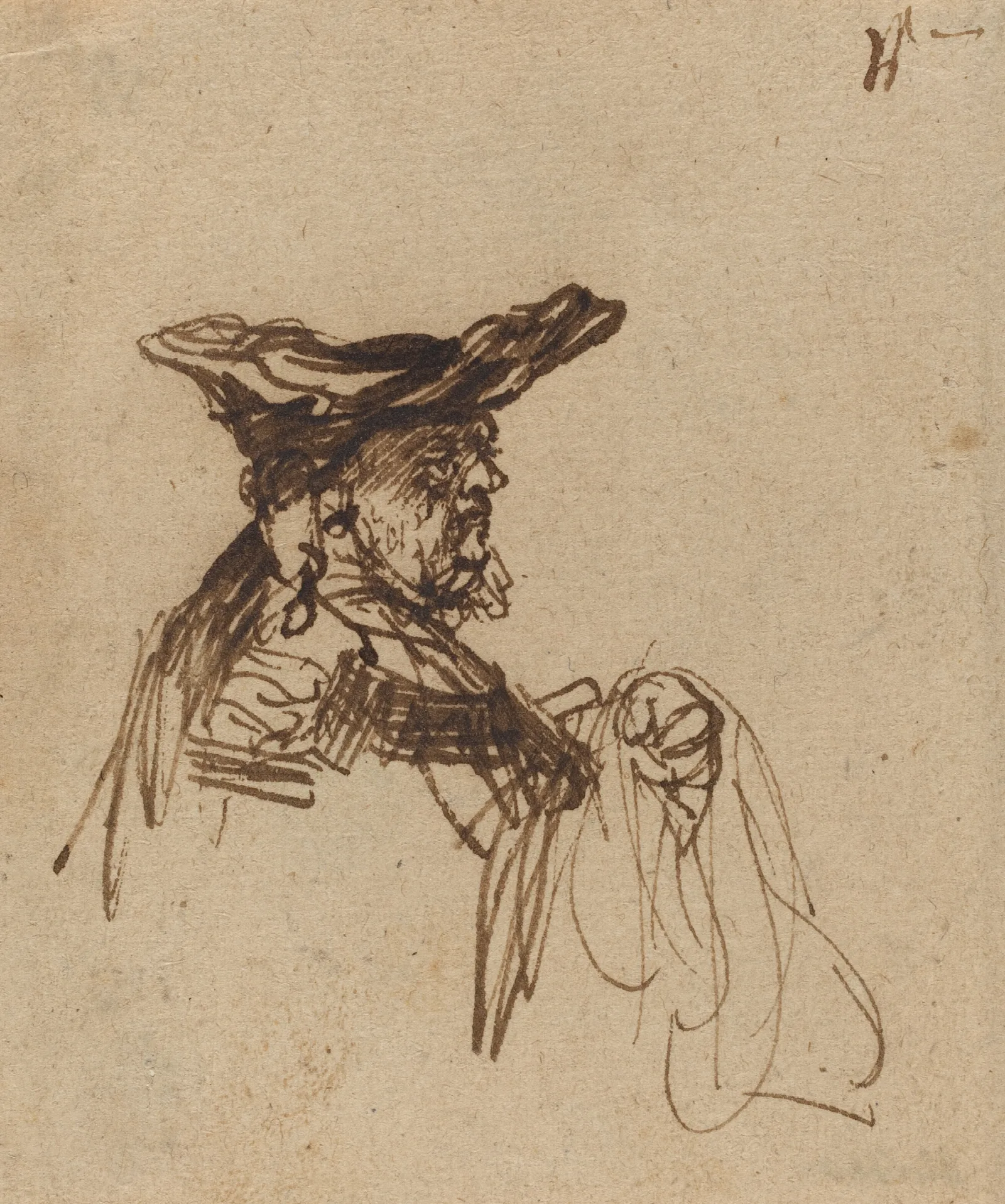 Bust Of An Elderly Man In A Flat Cap Wall Art by Rembrandt van Rijn - Canvas Print