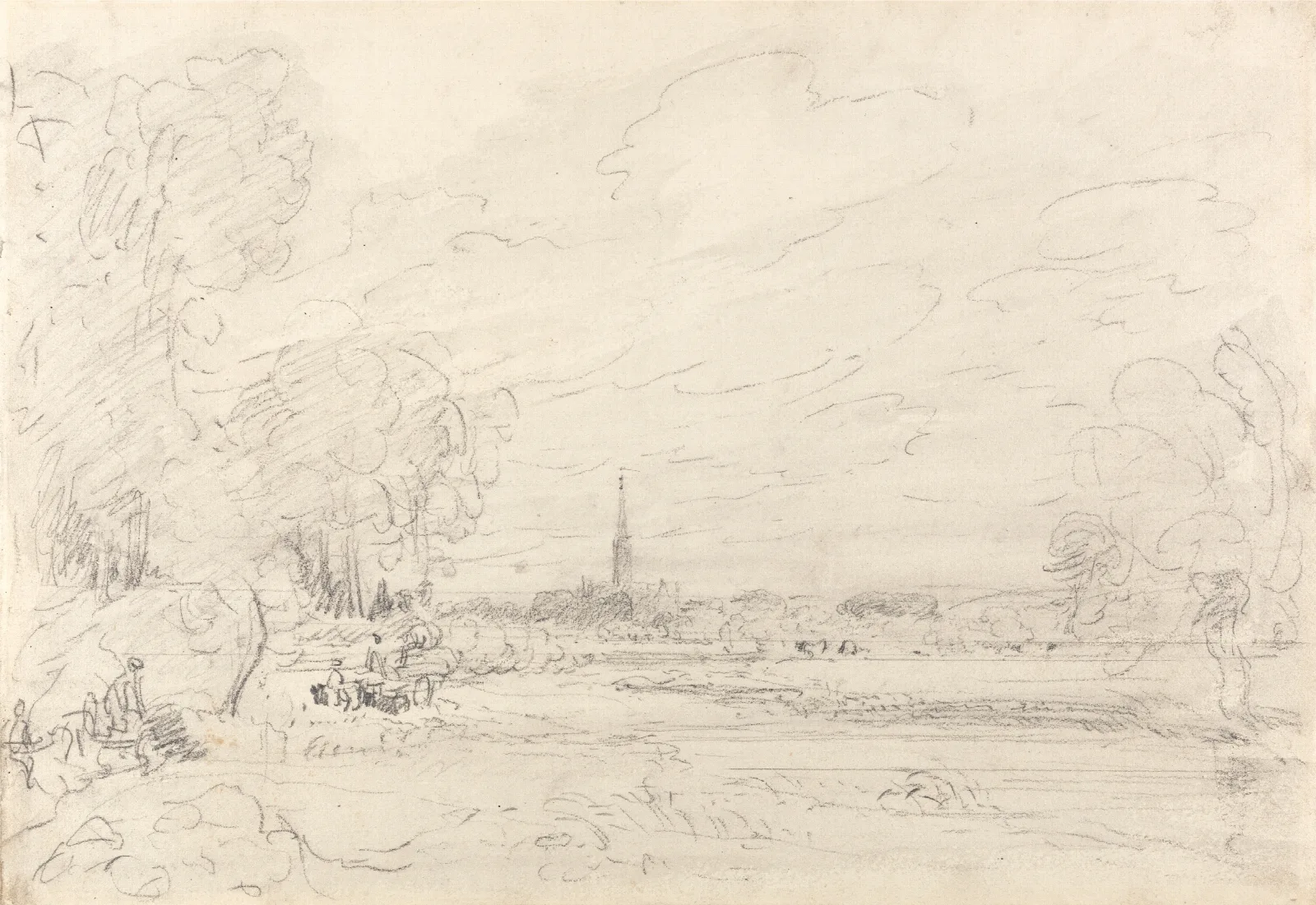 Salisbury Cathedral From The Meadows 3 Wall Art by John Constable - Canvas Print