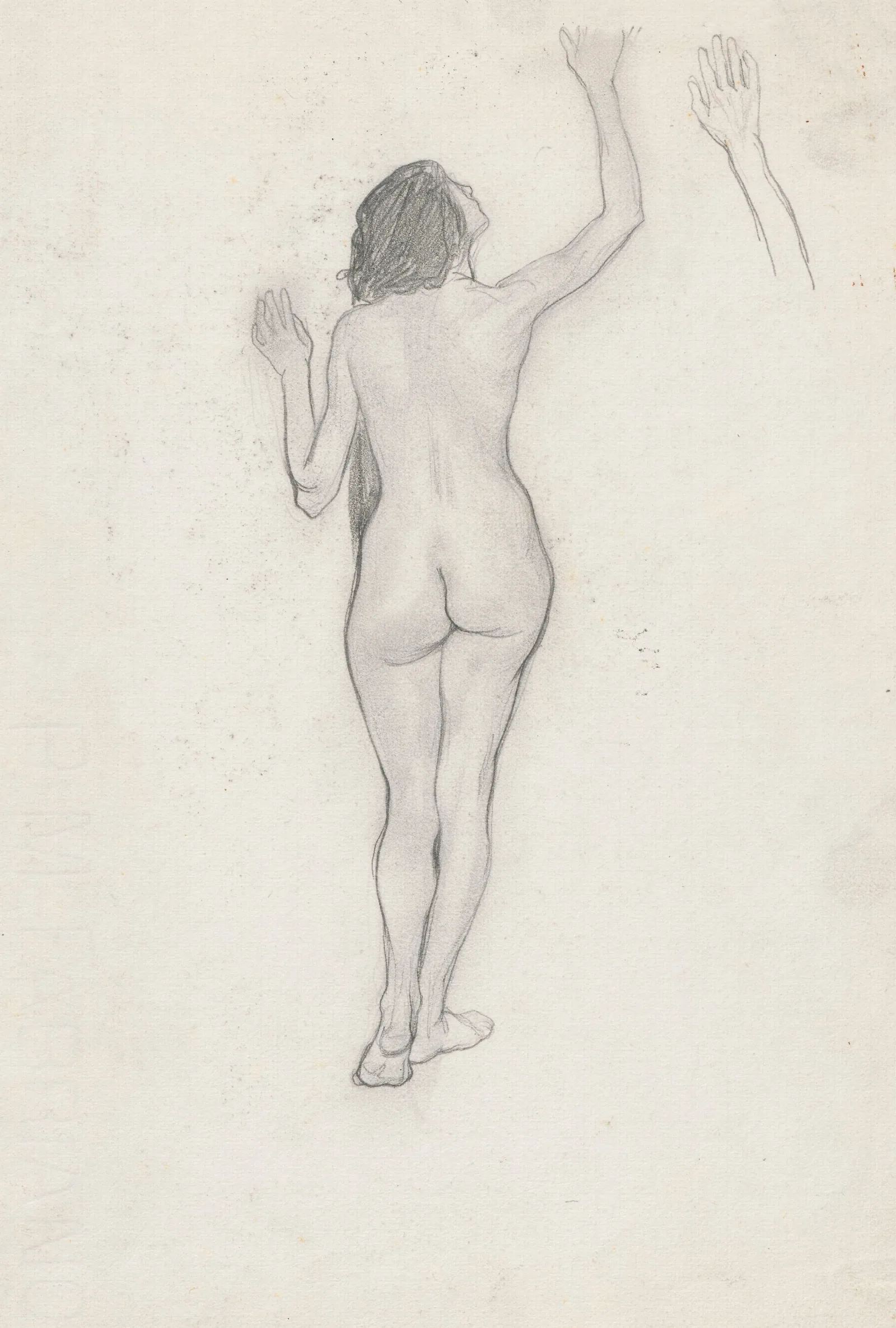 Nude Woman Turned Back Wall Art by Jan Rembowski - Canvas Print