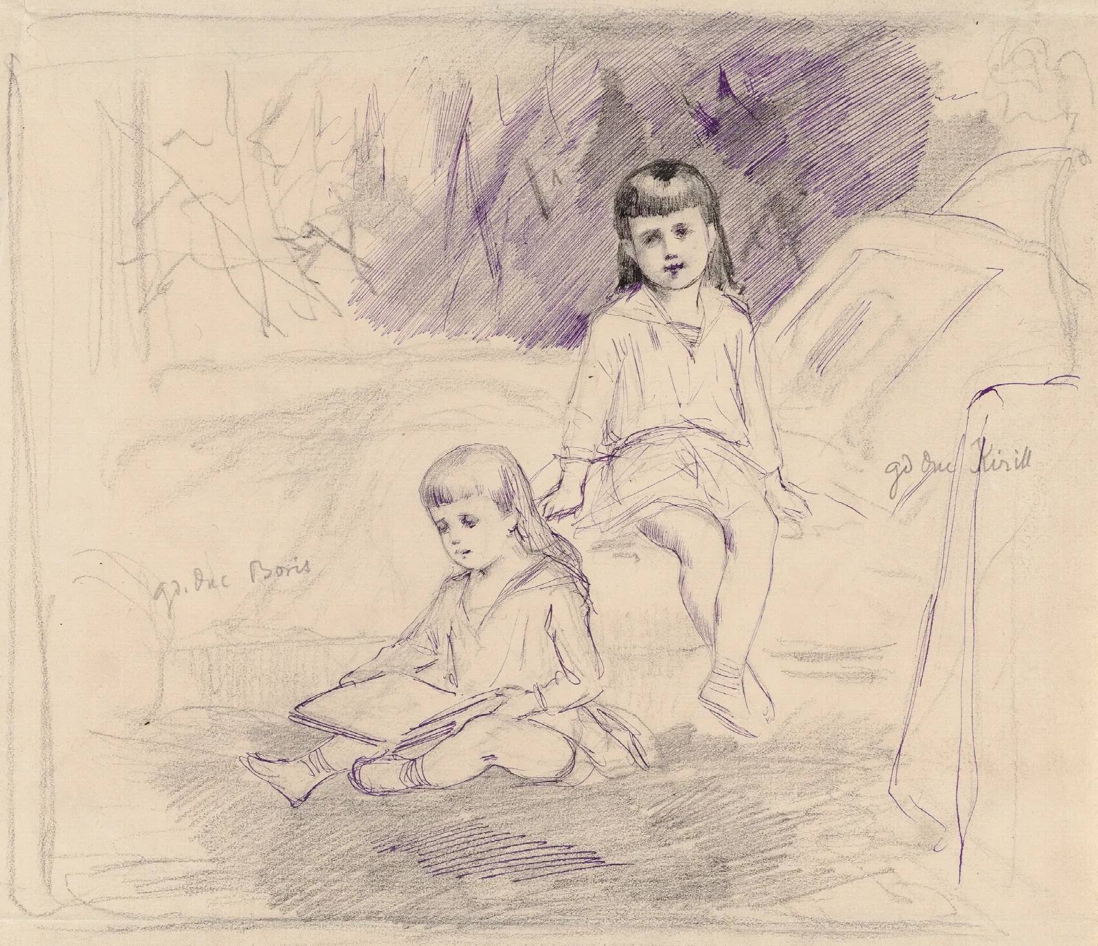 Study Kirill And Boris Vladimirovich Wall Art by Albert Edelfelt - Canvas Print