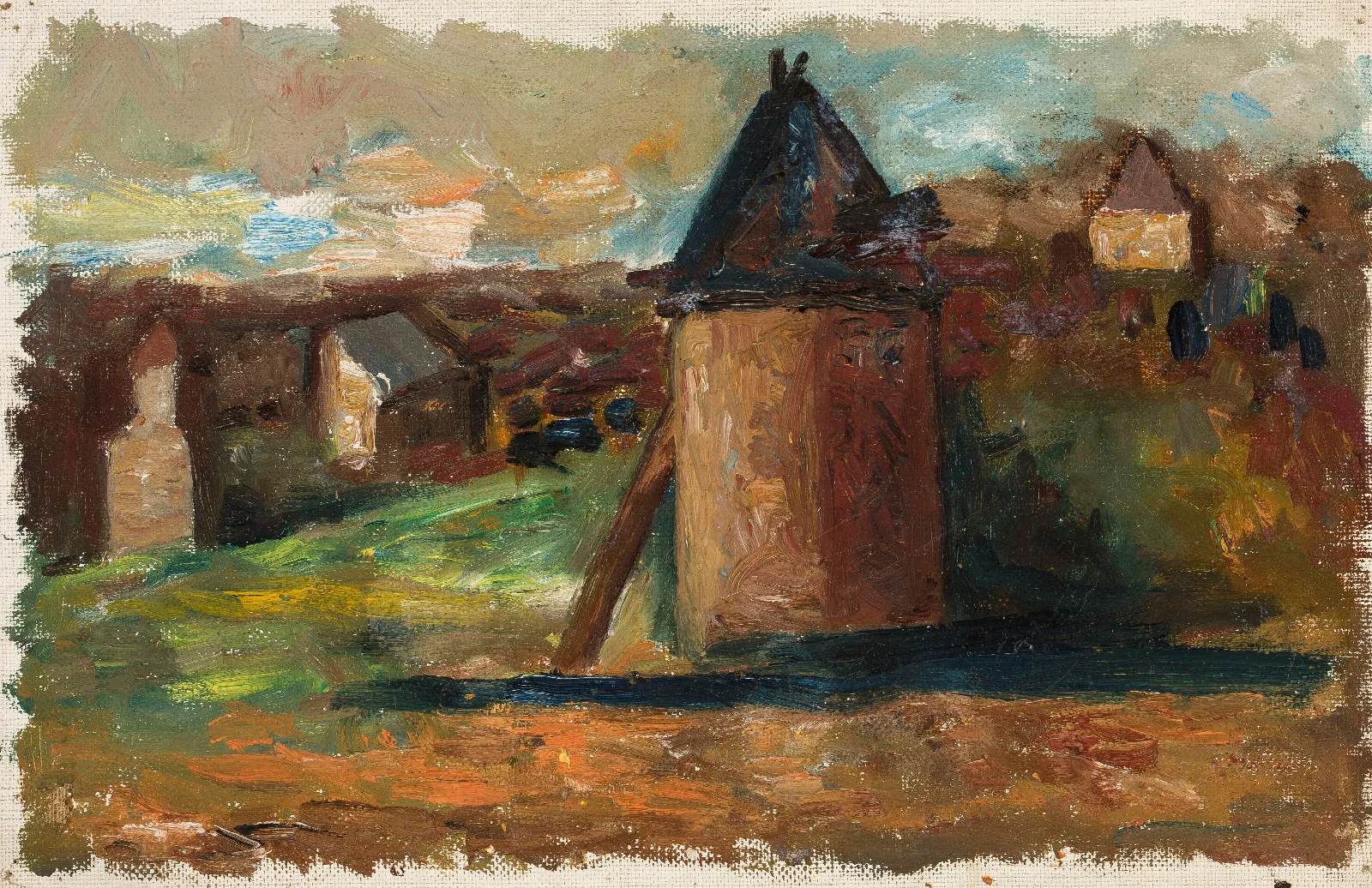 Pejzaz Z Zabudowaniami Miejskimi Wall Art by Tadeusz Makowski - Canvas Print