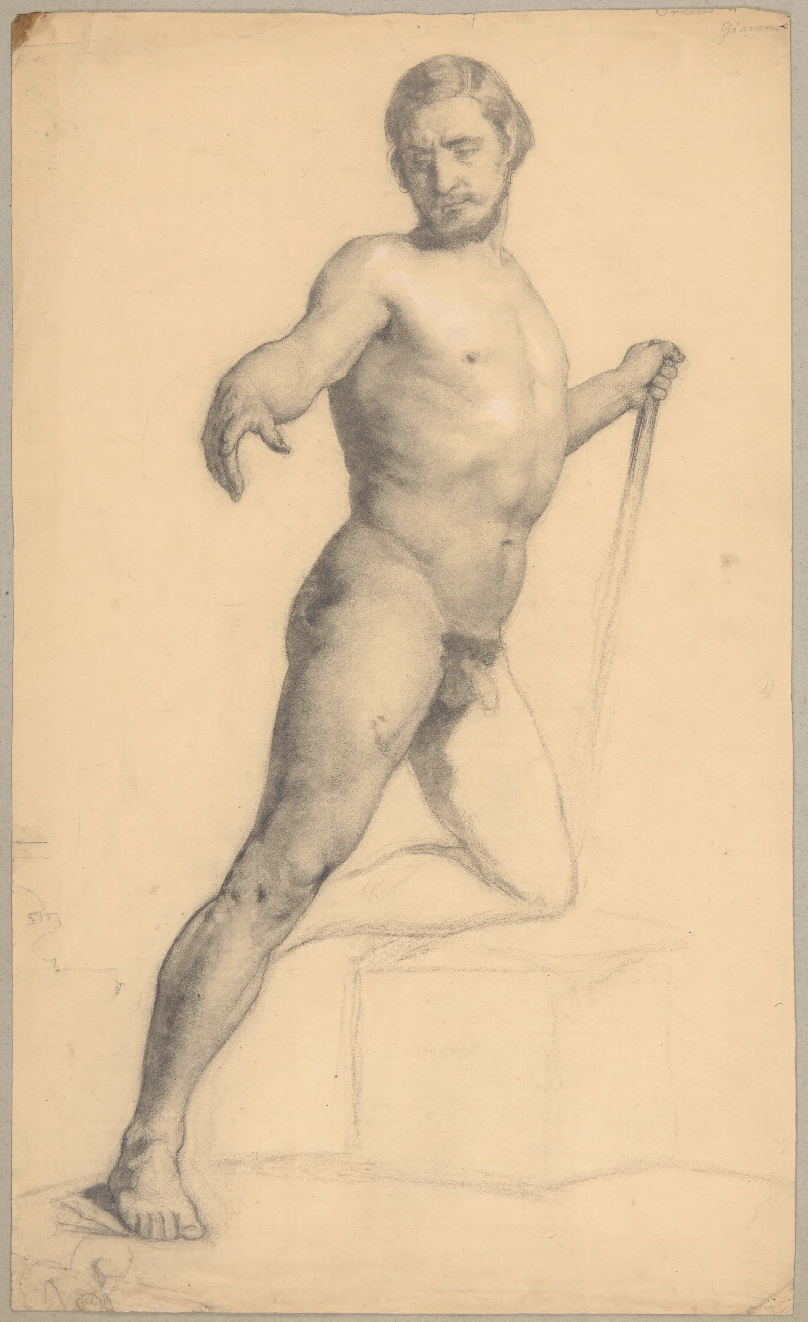 Study Of A Nude Male 2 Wall Art by Józef Simmler - Canvas Print