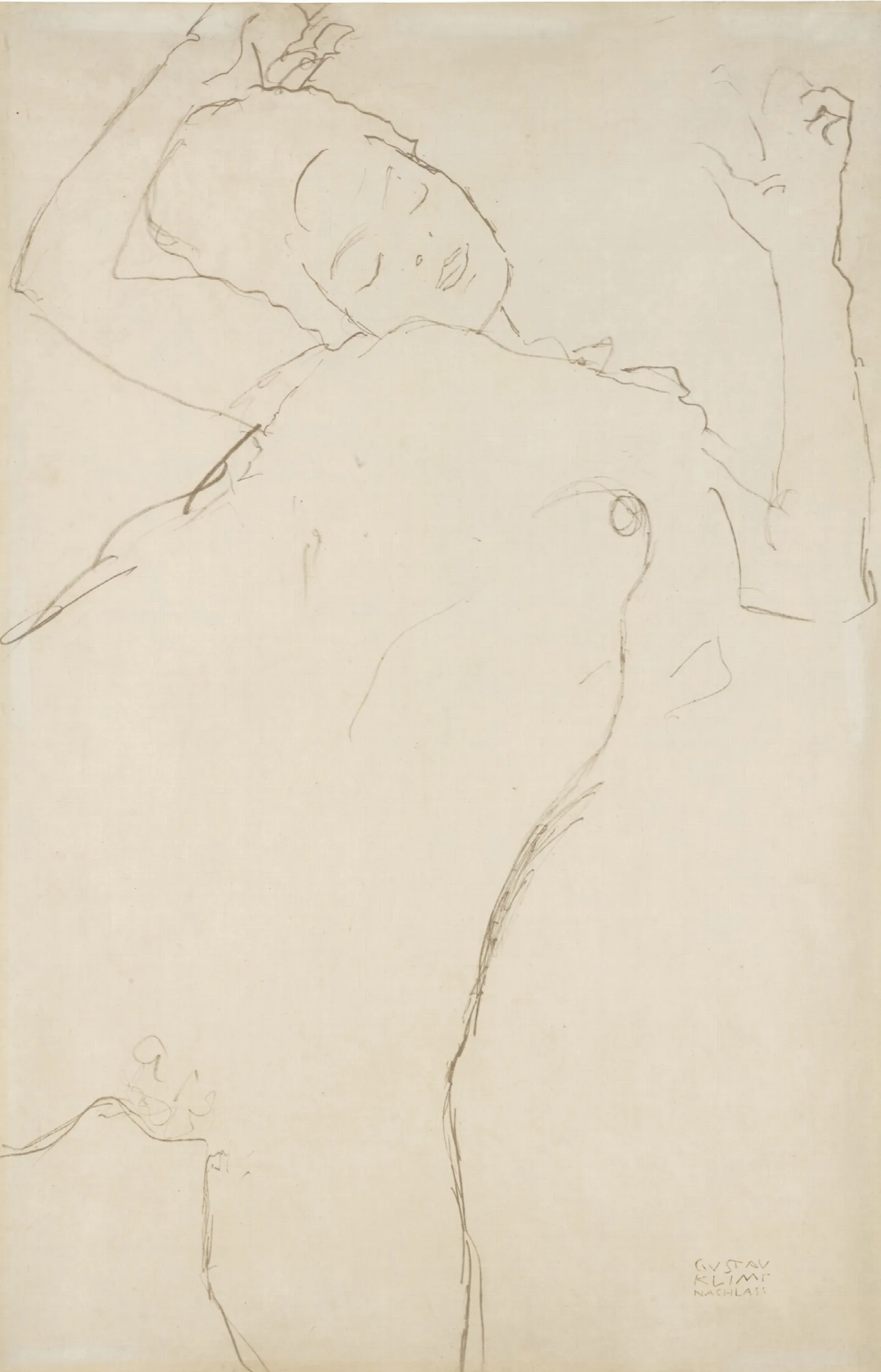 Half Nude With Raised Arms Wall Art by Gustav Klimt - Canvas Print