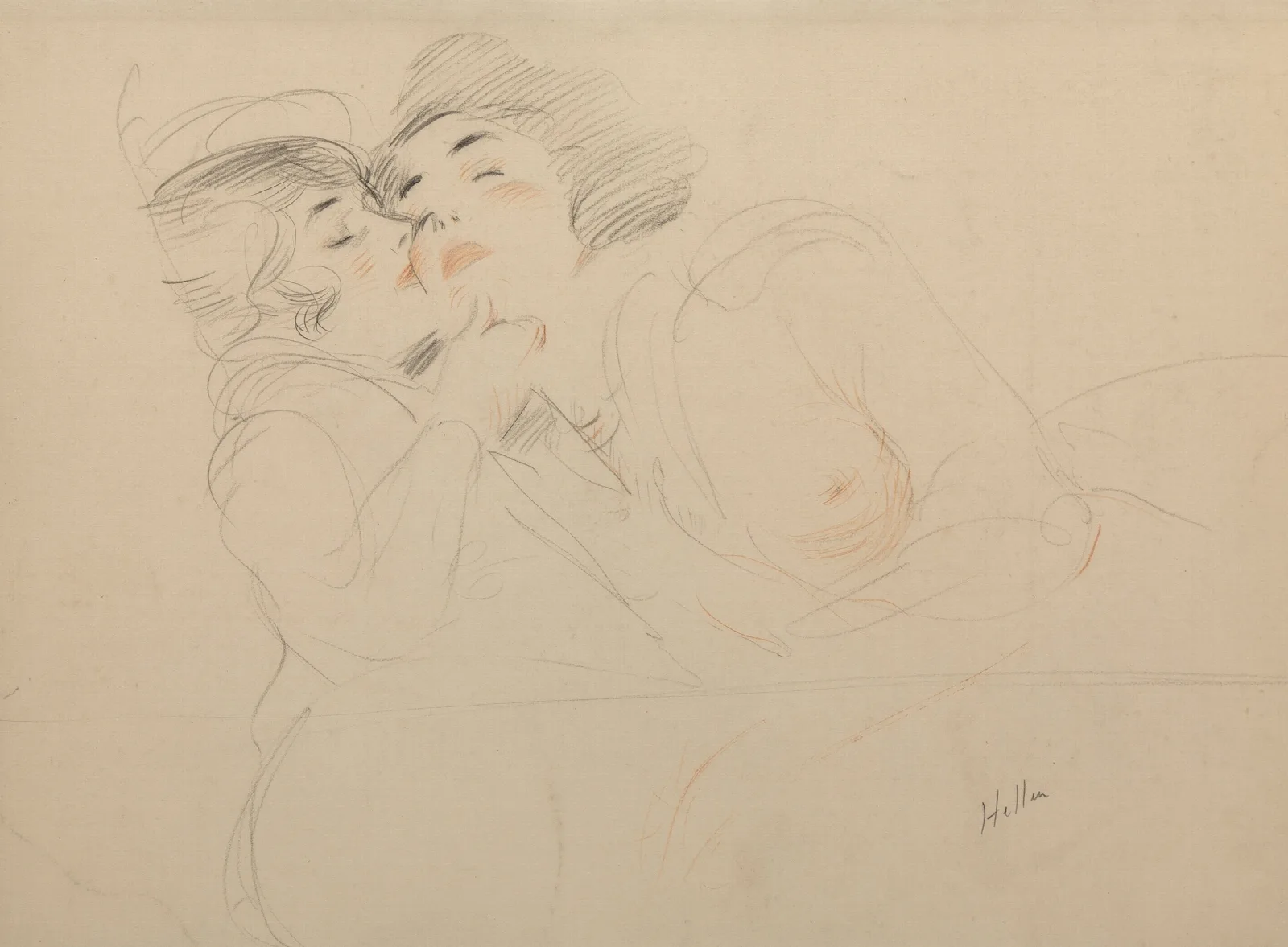 Two Women 13 Wall Art by Paul César Helleu - Canvas Print