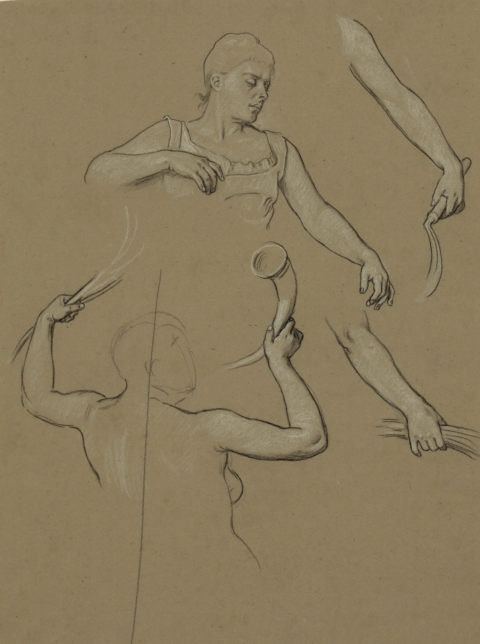 Study Drawings For A Mural Wall Art by Elihu Vedder - Canvas Print