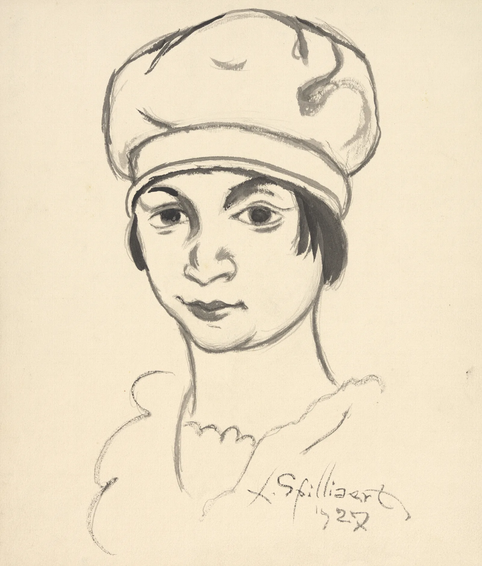 Vrouw Met Baret Wall Art by Léon Spilliaert - Canvas Print