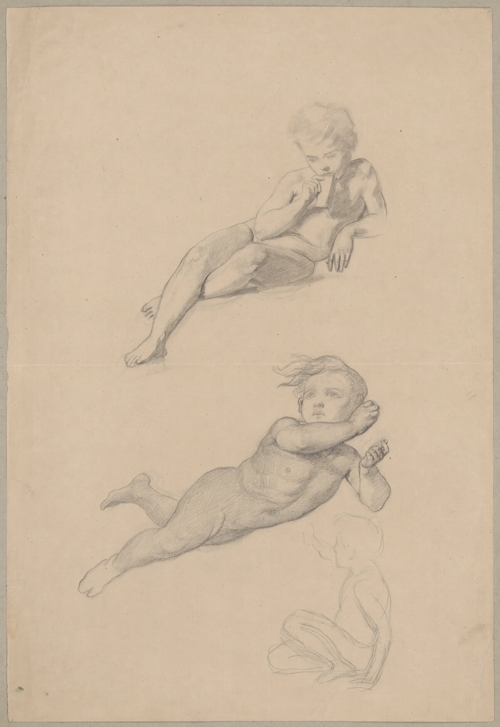 Studies Of Boys Nudes To The Ceiling Wedding Procession Of Cupid And Psyche Wall Art by Józef Simmler - Canvas Print