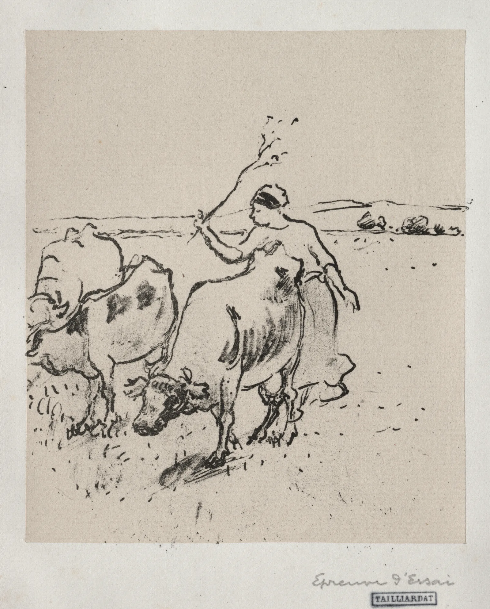Cowherder Wall Art by Camille Pissarro - Canvas Print