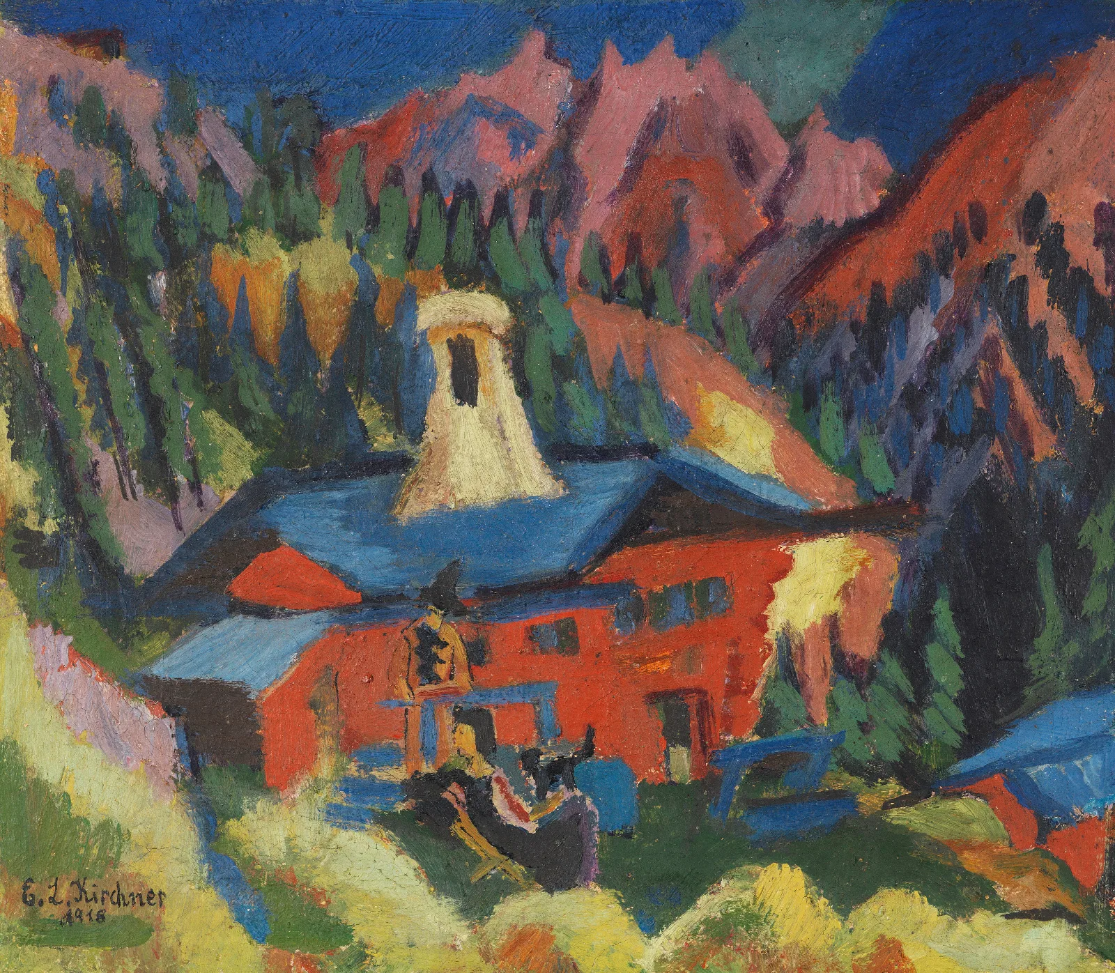 Haus Auf Der Staffel Wall Art by Ernst Ludwig Kirchner - Canvas Print