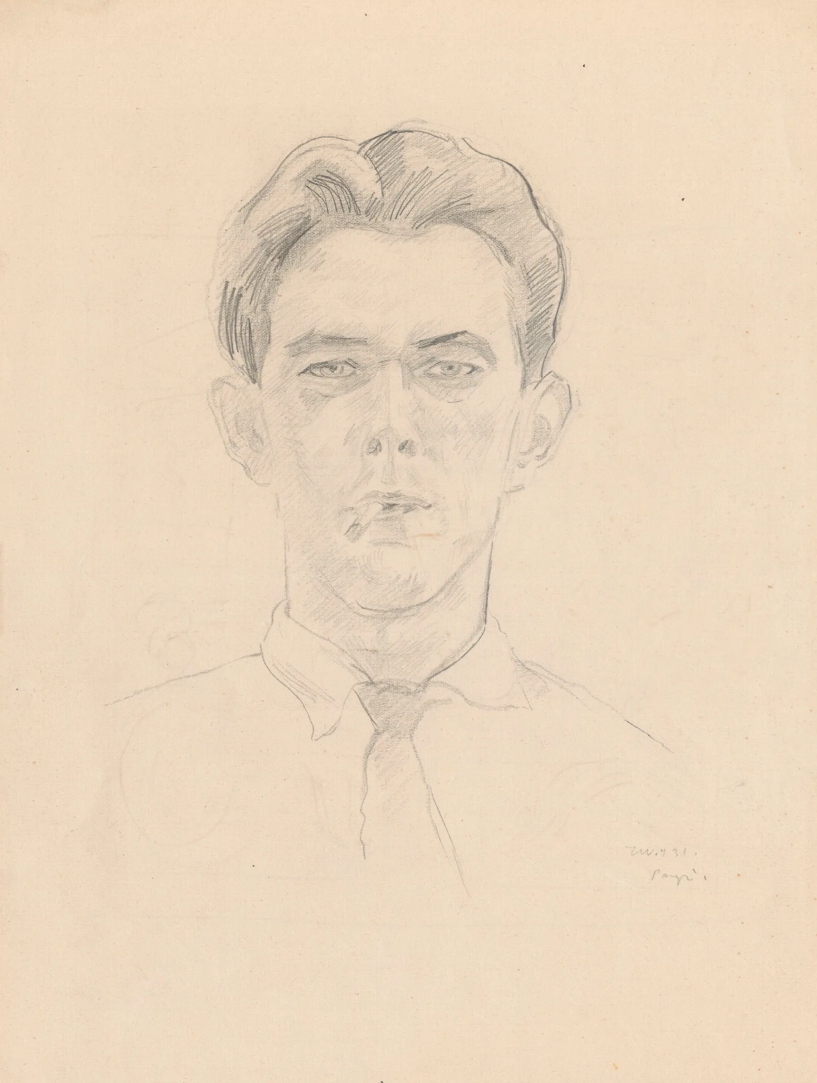 Self Portrait With A Cigarette 2 Wall Art by Zygmunt Waliszewski - Canvas Print