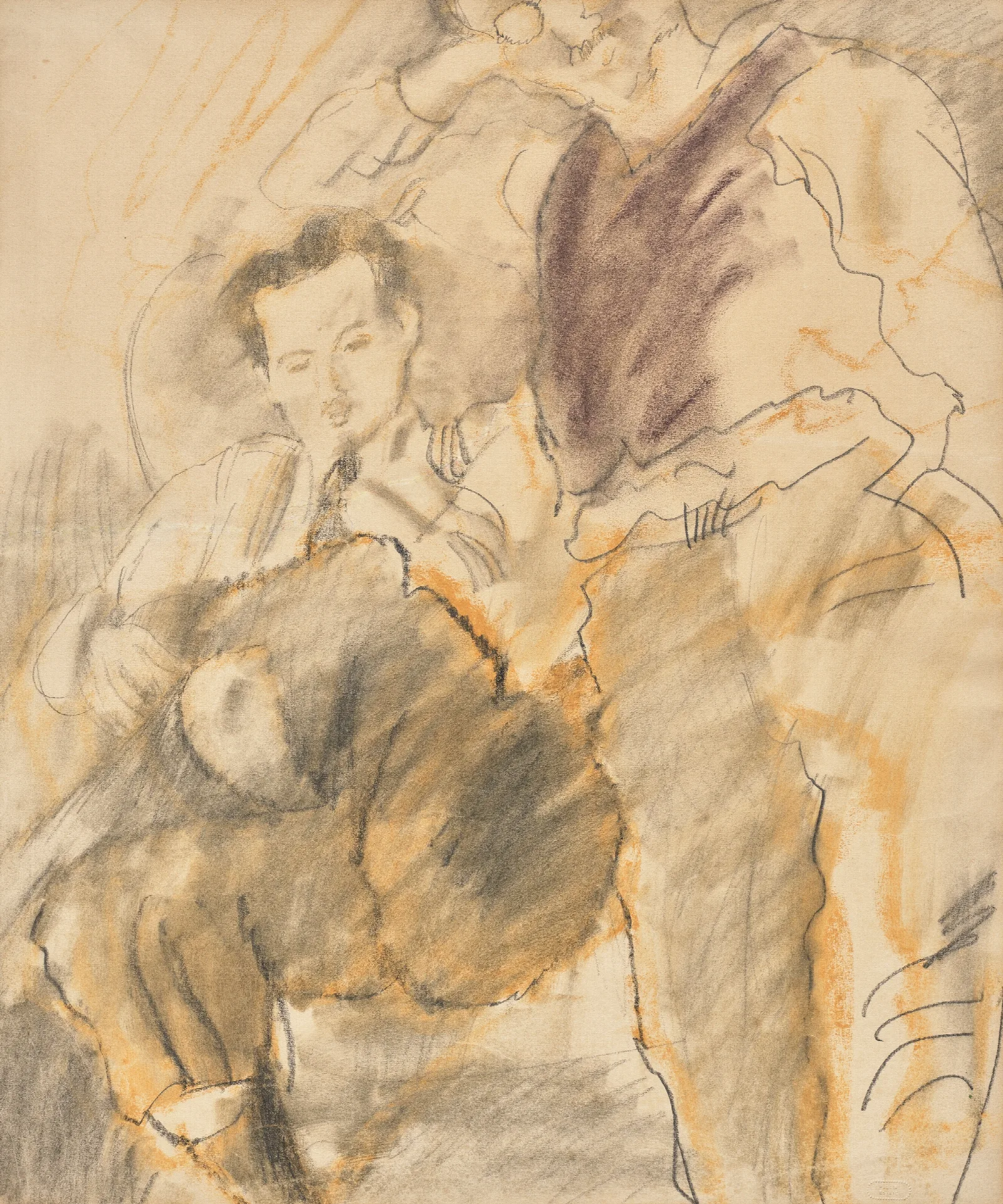 Emile Ganso Et Un Ami Wall Art by Jules Pascin - Canvas Print