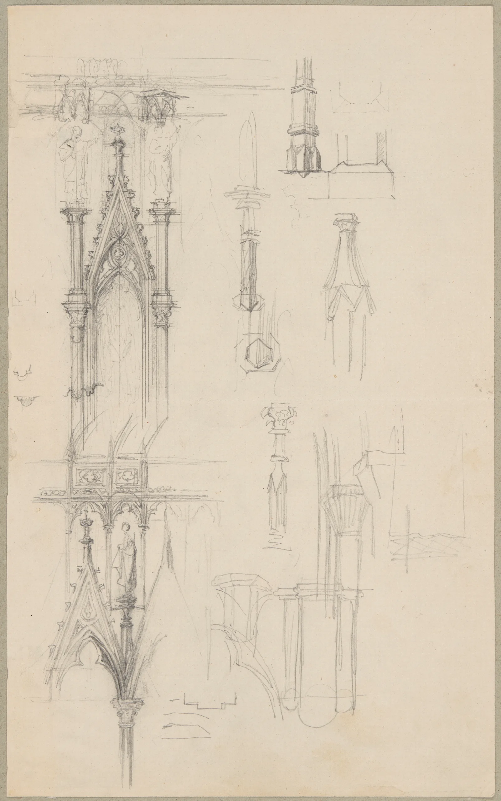 Sketches Of Gothic Architectural Details 2 Wall Art by Józef Simmler - Canvas Print