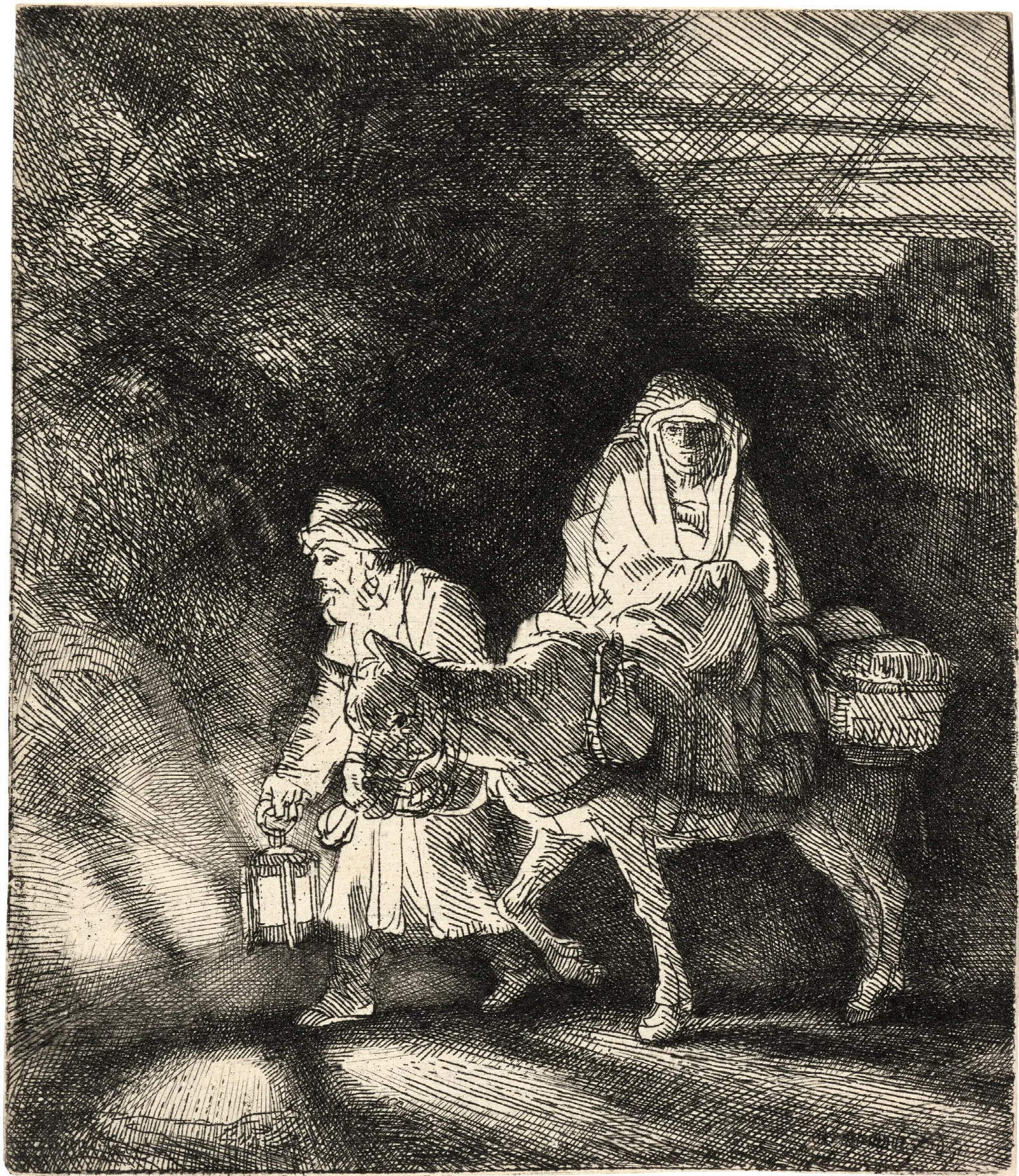 The Flight Into Egypt A Night Piece 2 Wall Art by Rembrandt van Rijn - Canvas Print