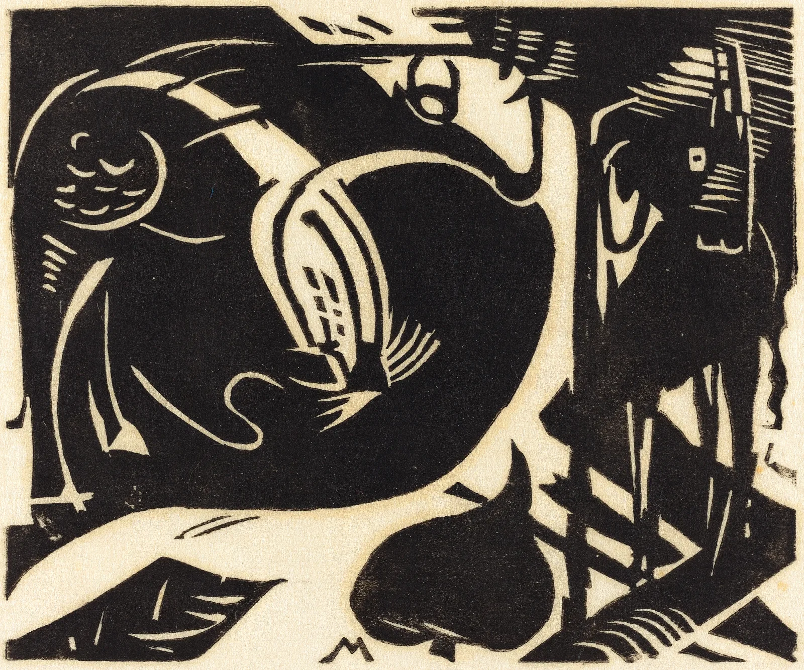 Two Mythical Animals Zwei Fabeltiere Wall Art by Franz Marc - Canvas Print