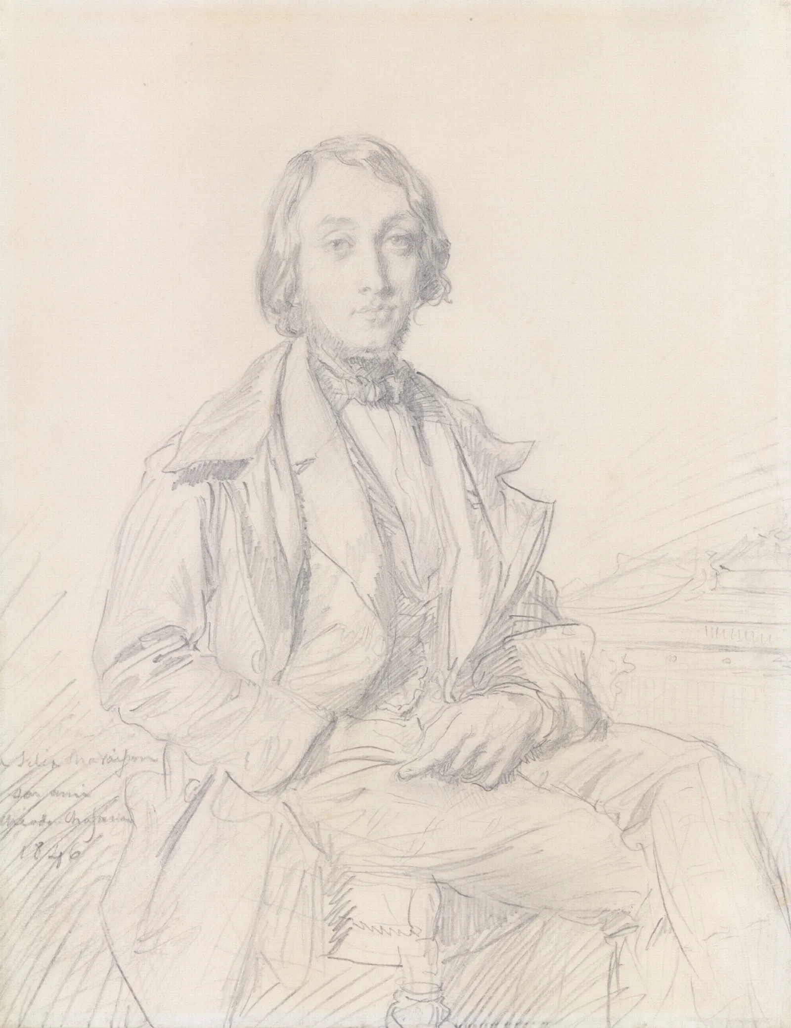 Portrait Of Felix Ravaisson Wall Art by Théodore Chassériau - Canvas Print