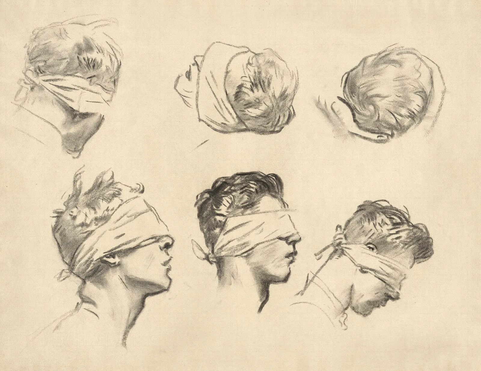 Studies For Gassed Iii Wall Art by John Singer Sargent - Canvas Print
