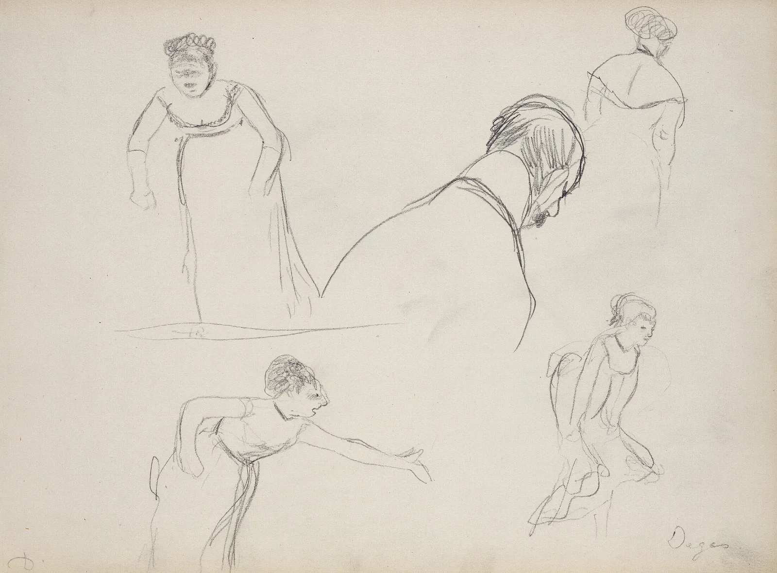 Five Rapid Sketches Wall Art by Edgar Degas - Canvas Print