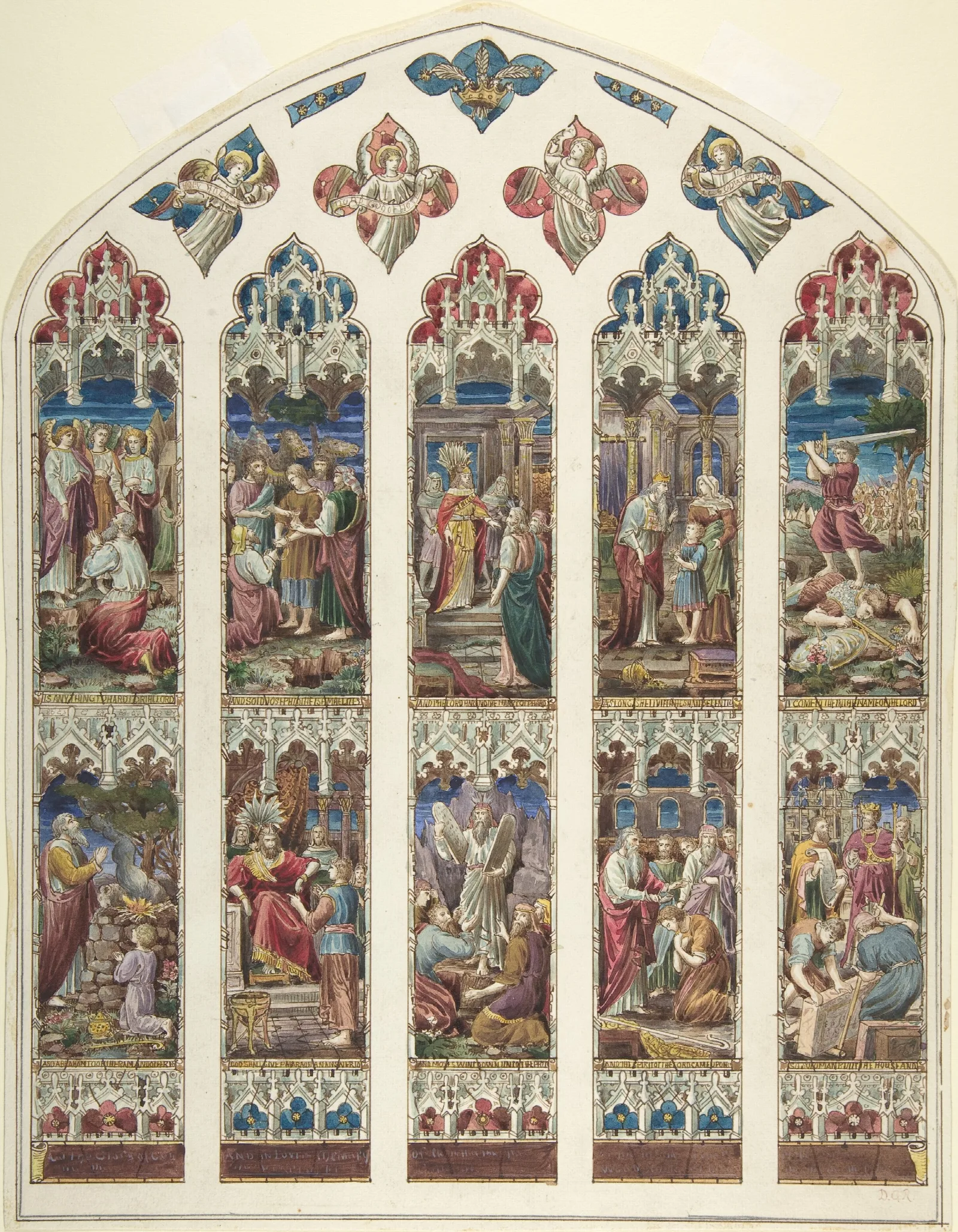 Design For Old Testament Window Wall Art by Dante Gabriel Rossetti - Canvas Print