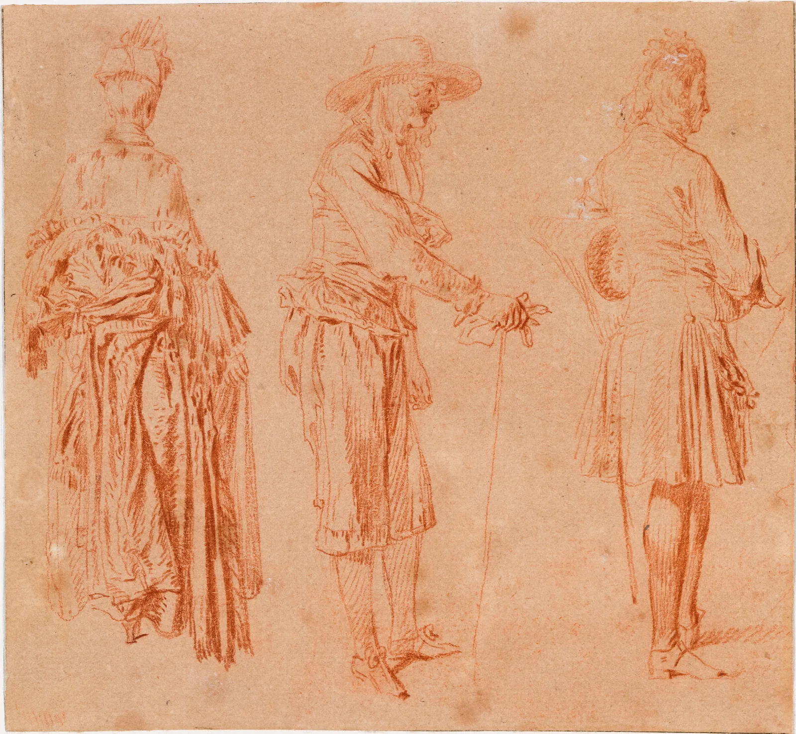 A Lady And Two Gentlemen Wall Art by Jean-Antoine Watteau - Canvas Print