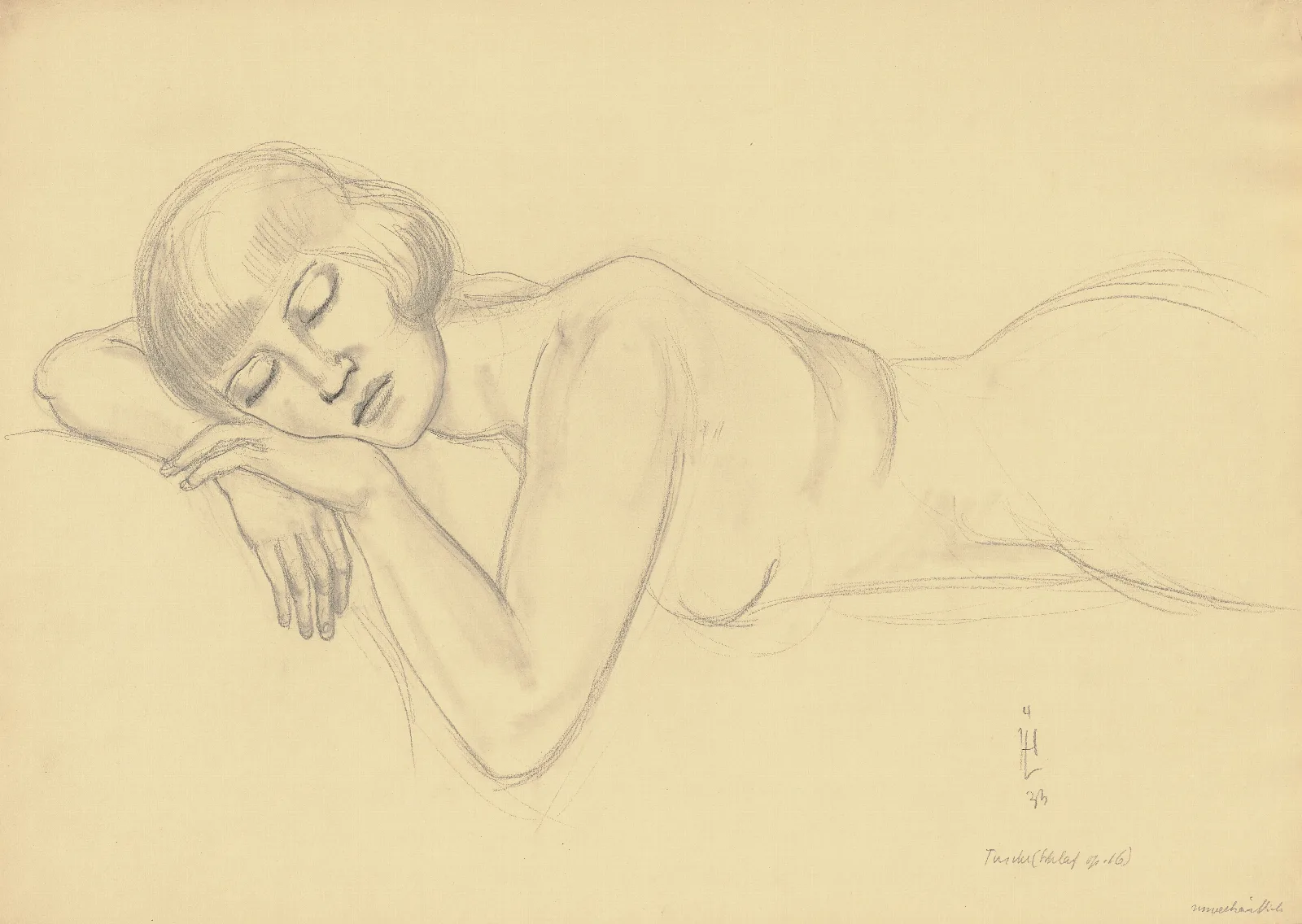 Sleeping Female Nude 2 Wall Art by Hermann Lismann - Canvas Print