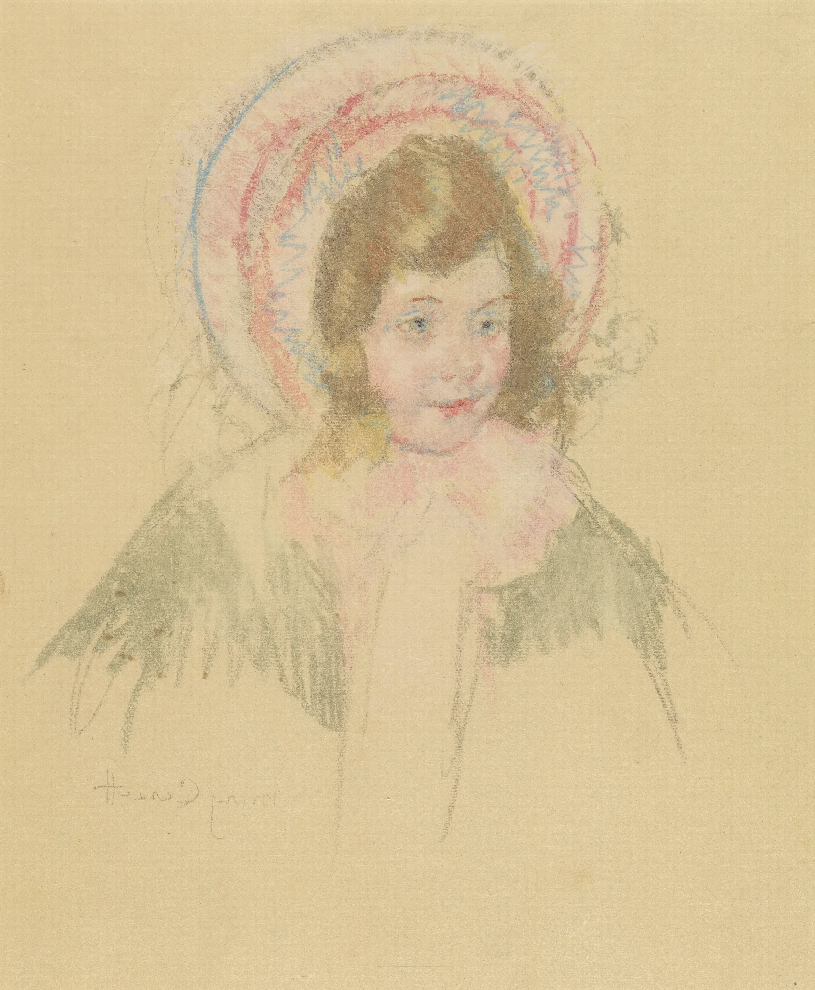 Sara Wearing A Bonnet And Coat Wall Art by Mary Cassatt - Canvas Print