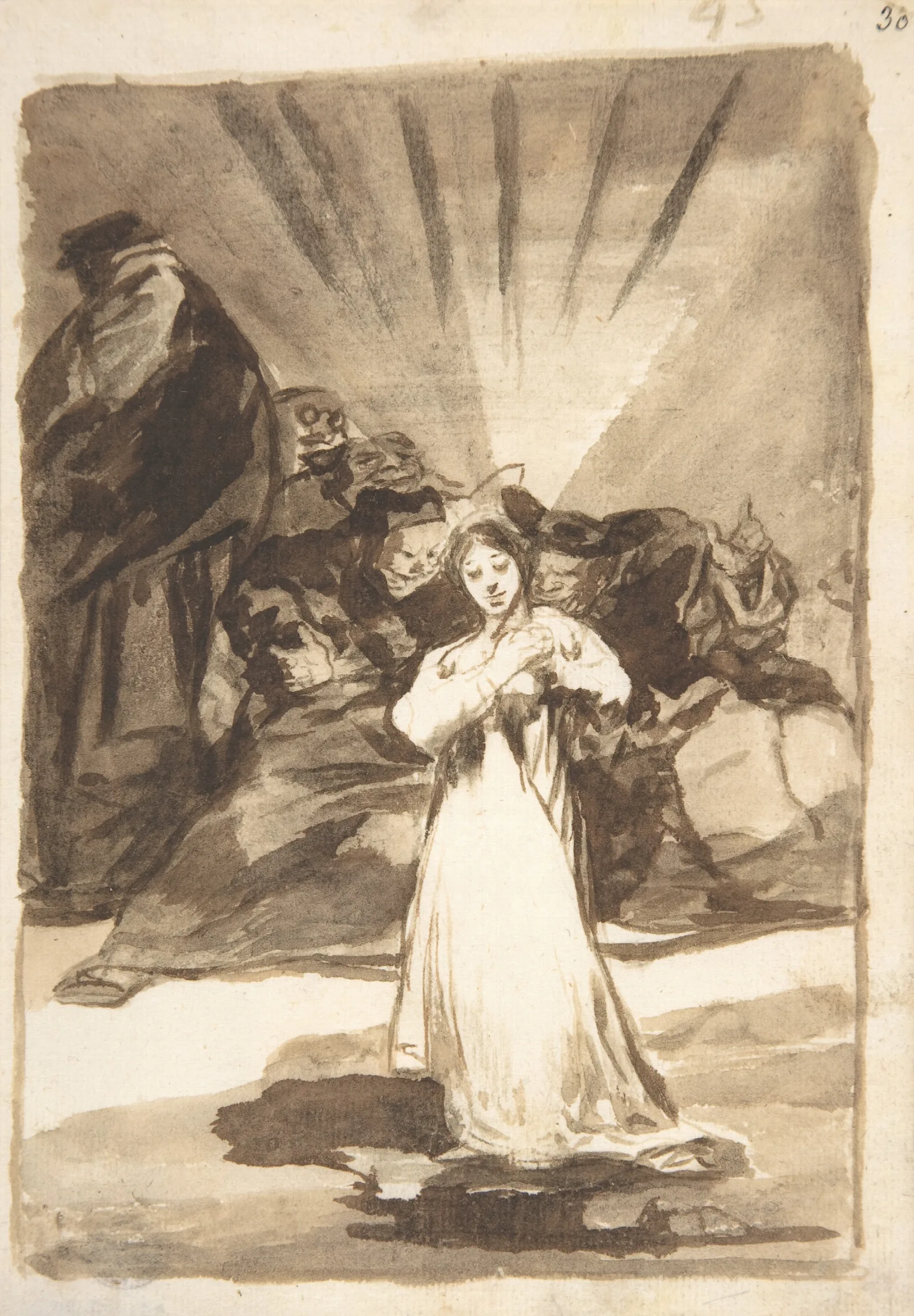 A Radiant Female Figure Beset By Dark Spirits Wall Art by Francisco de Goya - Canvas Print