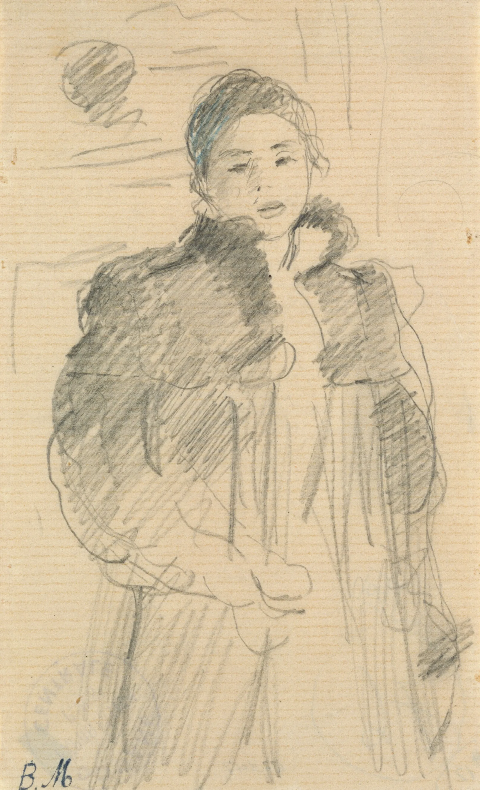 Study For Young Girl In A Green Coat Wall Art by Berthe Morisot - Canvas Print