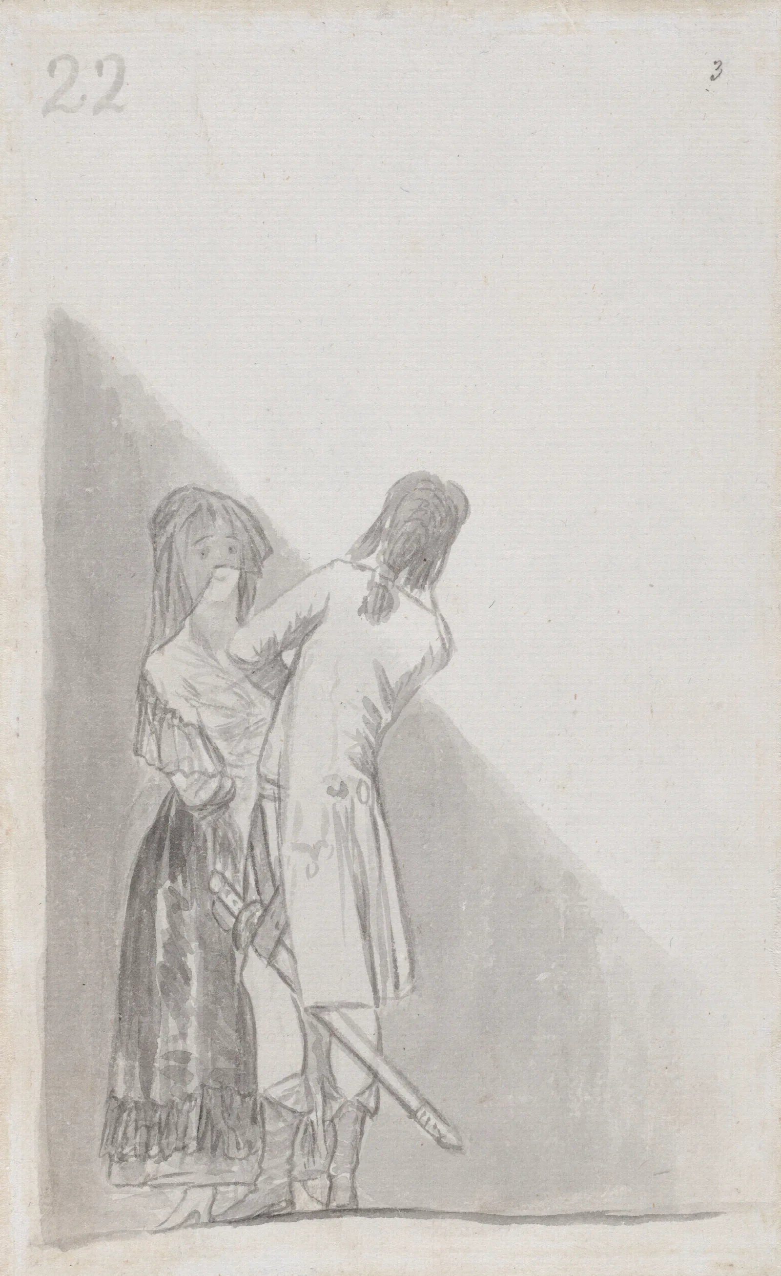 Maja And An Officer Wall Art by Francisco de Goya - Canvas Print